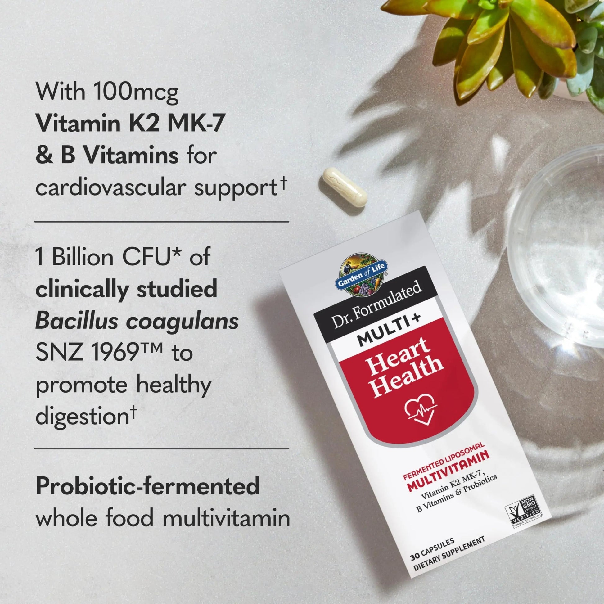 Garden of Life Dr. Formulated Multi+ Heart Health - Fermented Liposomal Multivitamin + Vitamin K2 MK-7, B Vitamins & Probiotics Garden of LifeAu supplements