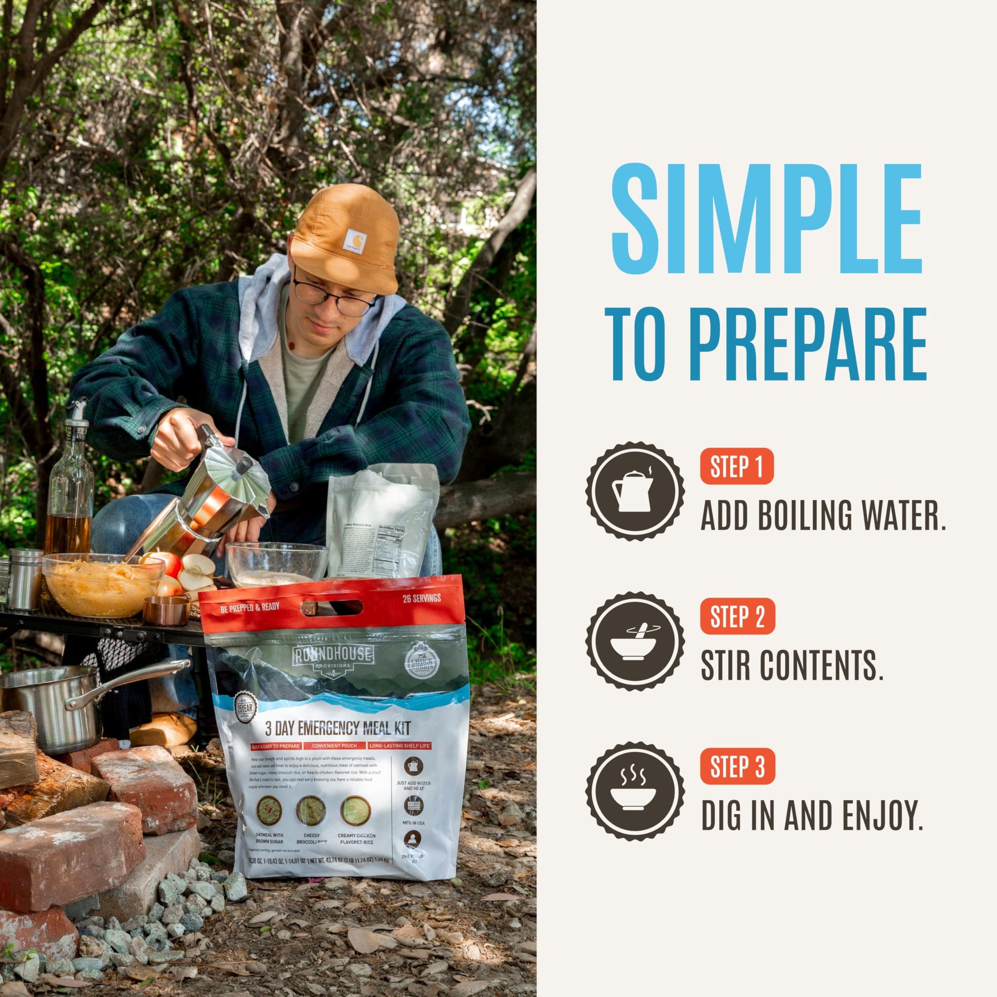 by Chuck Norris Roundhouse Provisions 3 Day, 26 servings Emergency Meal Kit, Grab-and-Go, Premade, Disaster Prep, Hiking, Survival, Adventure, Camping Food, 25 Year Shelf Life. ROUNDHOUSE PROVISIONAu supplements