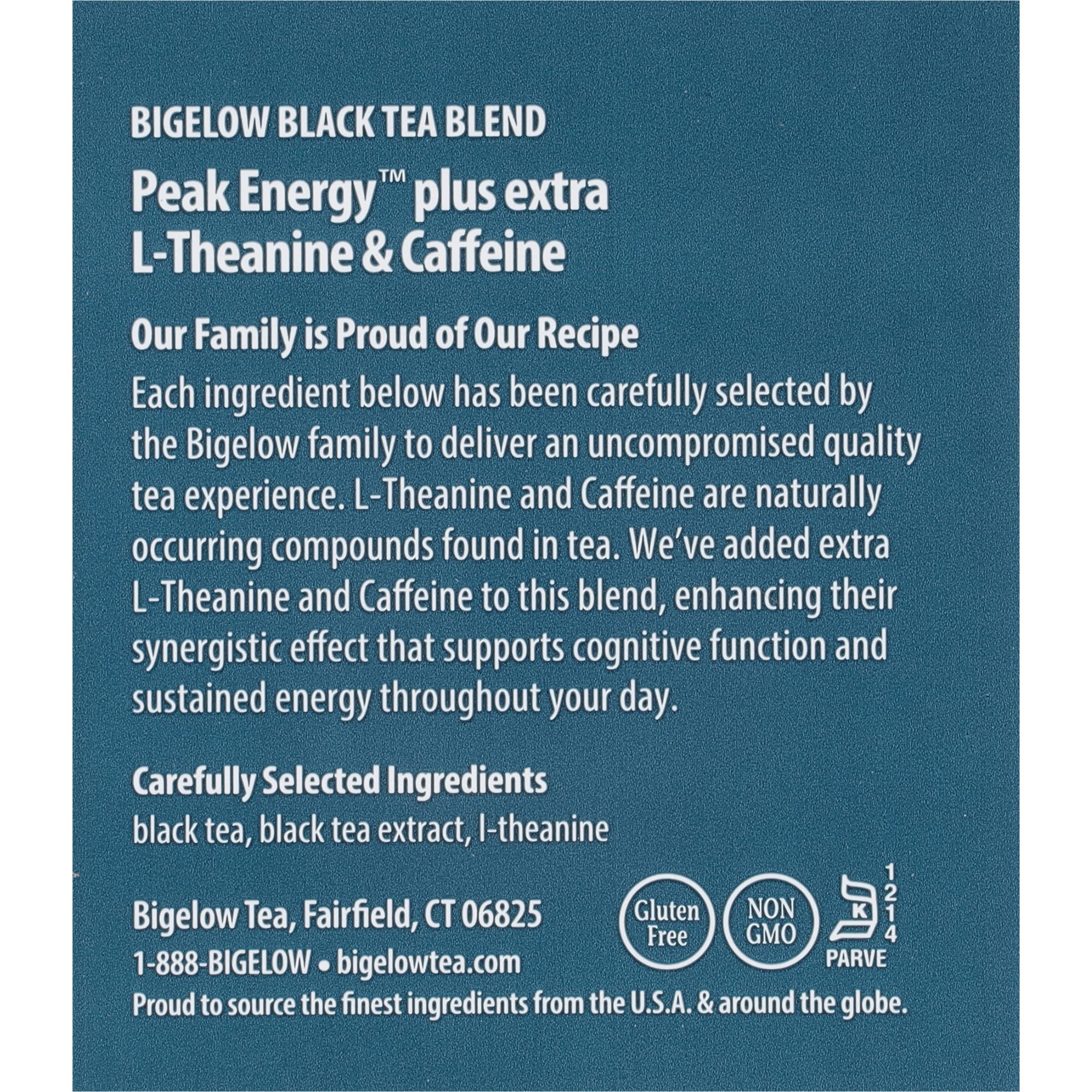 Bigelow Tea Peak Energy plus extra L-Theanine & Caffeine, 18 Count (Pack of 6), 108 Total Tea Bags Bigelow TeaAu supplements