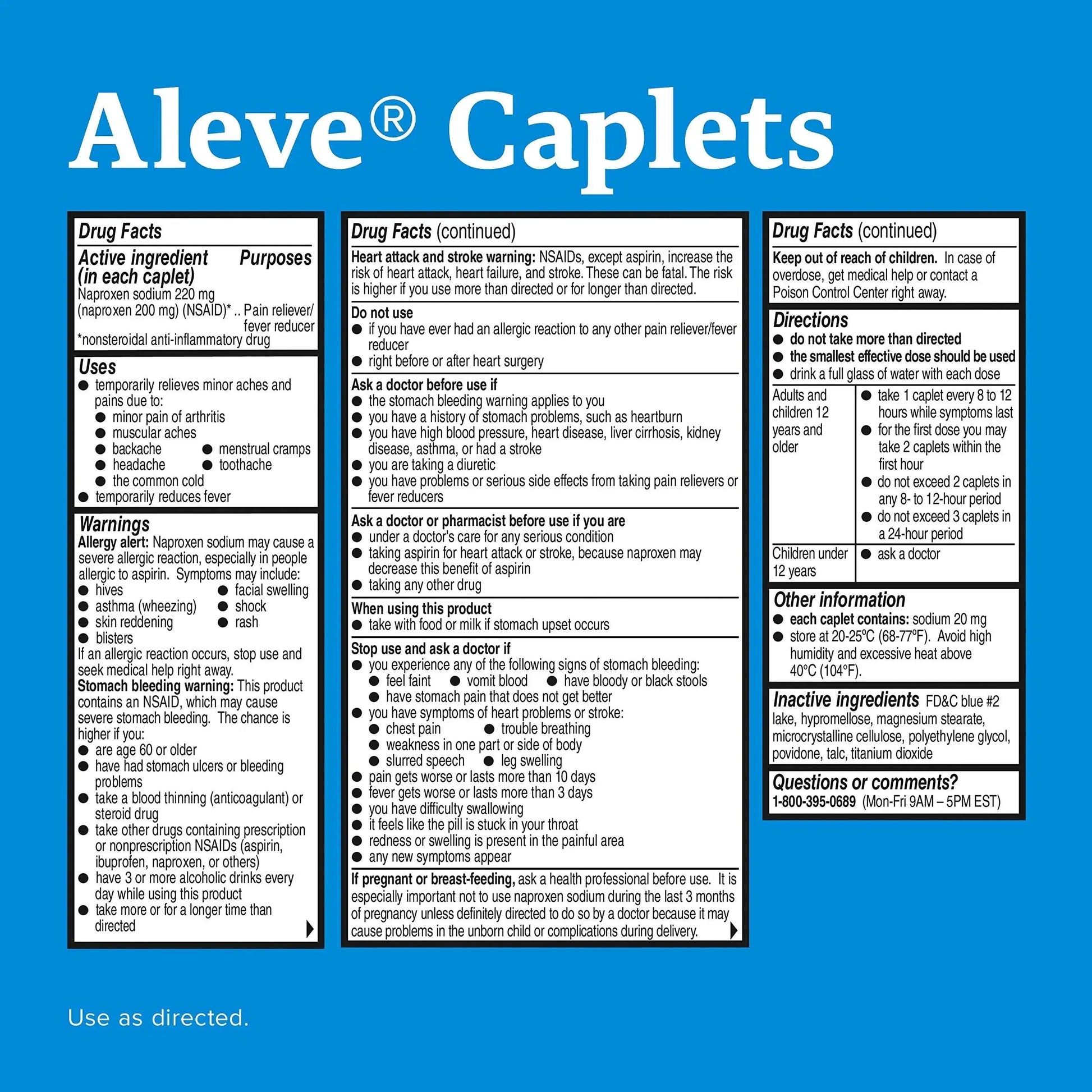 Aleve Caplets, Naproxen Sodium 220 mg (NSAID), Pain Reliever/Fever Reducer, #1 Orthopedic Surgeon Recommended, 270 Count AleveAu supplements