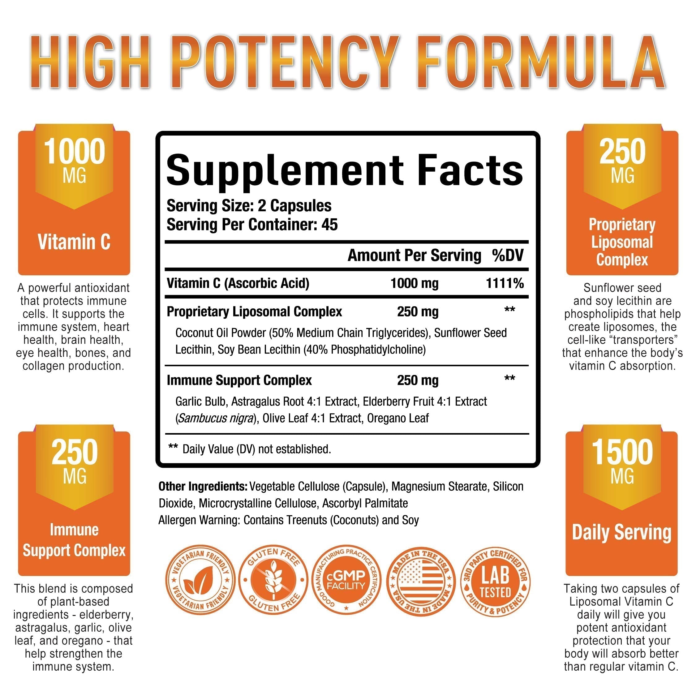 Premium Liposomal Vitamin C Supplement - High Absorption, Fat Soluble Ascorbic Acid Purely OptimalUS supplements