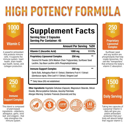 Premium Liposomal Vitamin C Supplement - High Absorption, Fat Soluble Ascorbic Acid Purely OptimalUS supplements