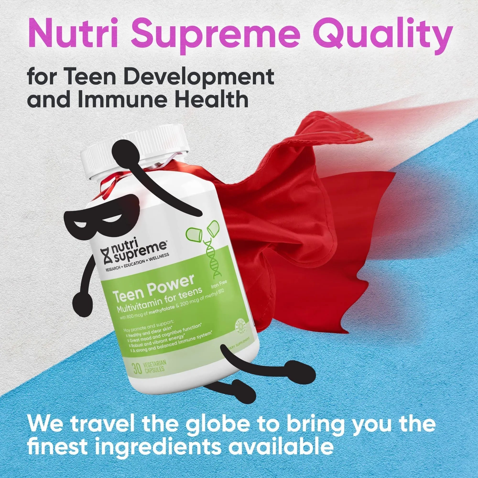 Nutri Supreme Teen Multivitamin for Boys and Girls 12-17, Best Kosher One Per Day Teen Vitamins, Formulated for Teen Development NUTRI-SUPREME RESEARCHAu supplements