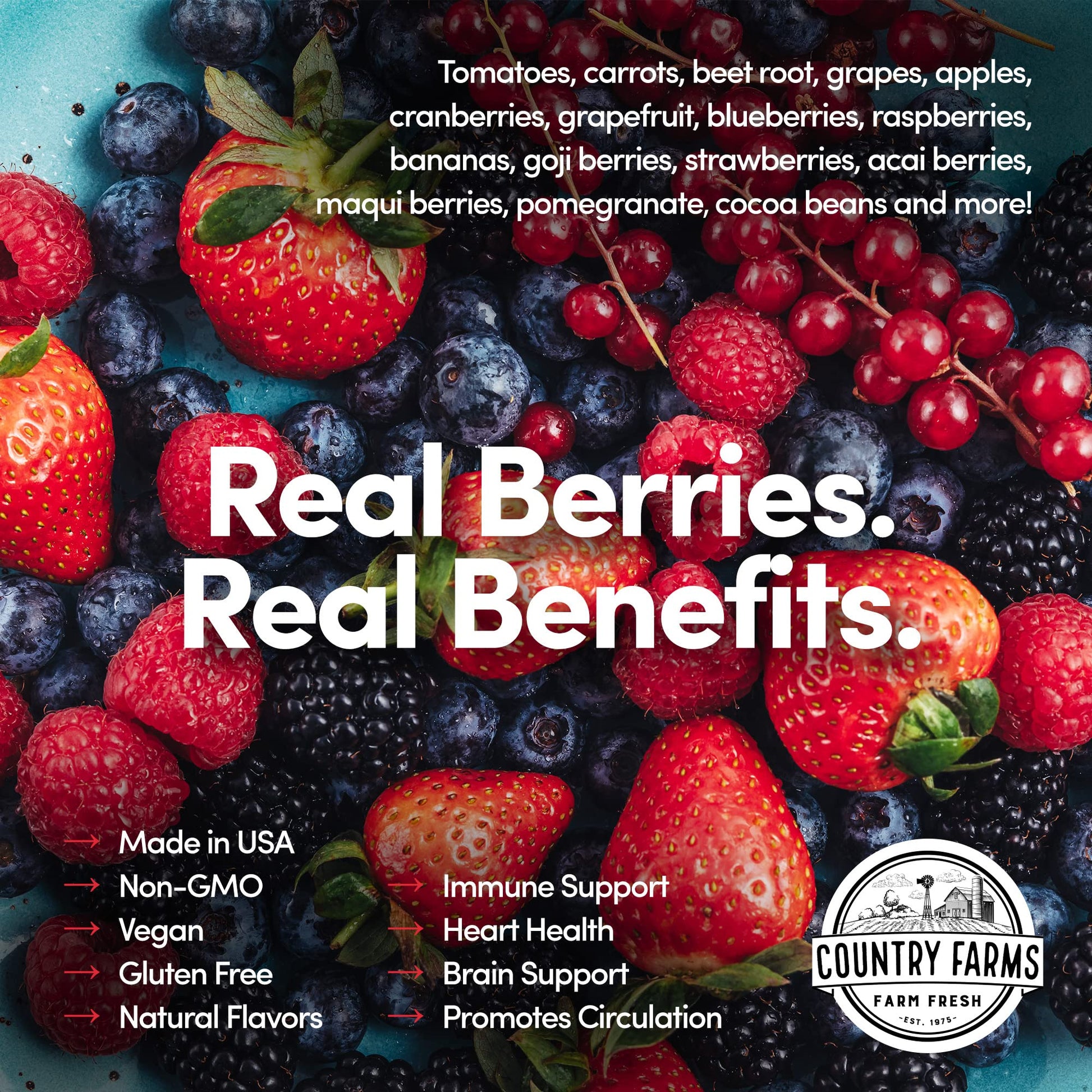 COUNTRY FARMS Super Reds, Energizing Polyphenol Superfood, 48 Super Fruits and Berries, Powerful Antioxidants and Polyphenols, Supports Energy, 20 Servings, Mixed Berry Flavor Country FarmsAu supplements