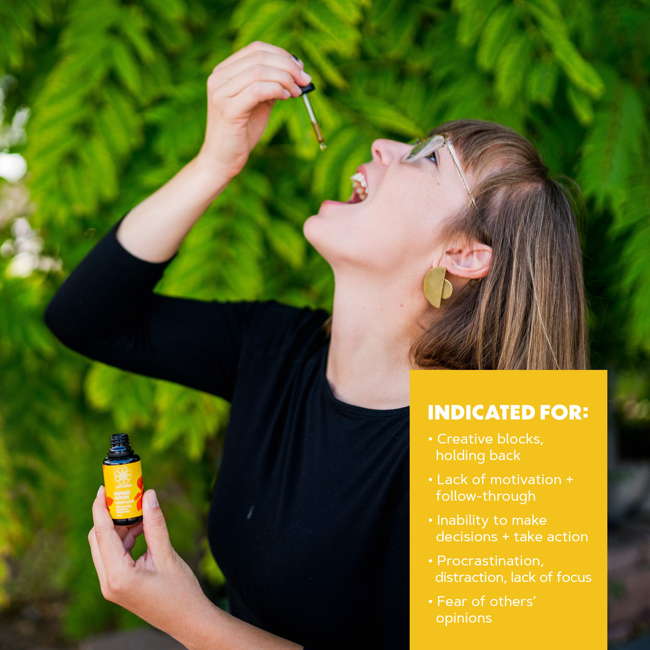 LOTUSWEI Inspired Action Flower Essence Elixir – Enhance Focus, Concentration, Mental Clarity & Creativity – Flower Remedy Supplement LOTUSWEIAu supplements