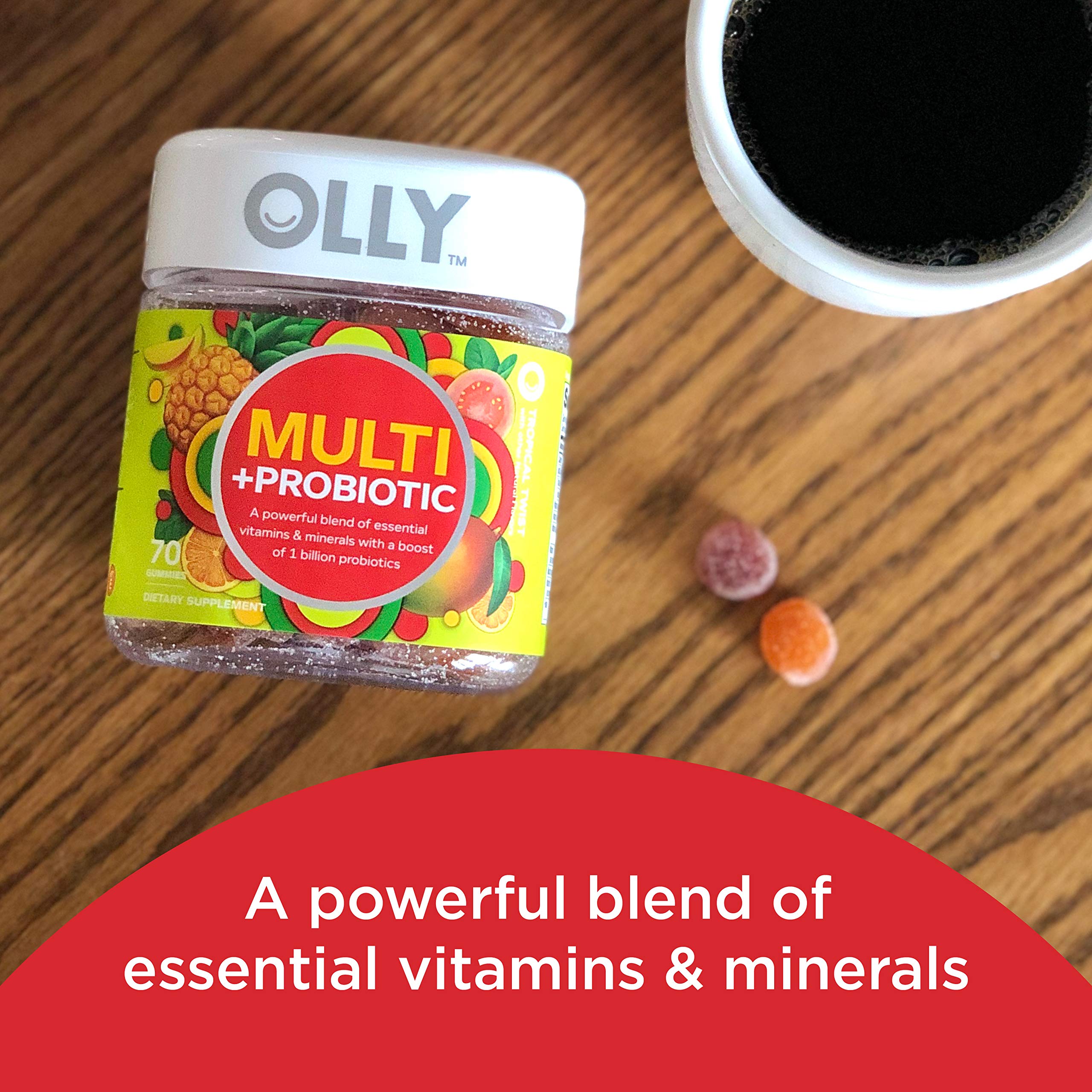 OLLY Multi + Probiotic Adult Multivitamin Gummy, 1 Billion CFUs, Digestive and Immune Support Chewable Supplement, Tropical Twist, 35 Day Supply - 70 Count OLLYAu supplements