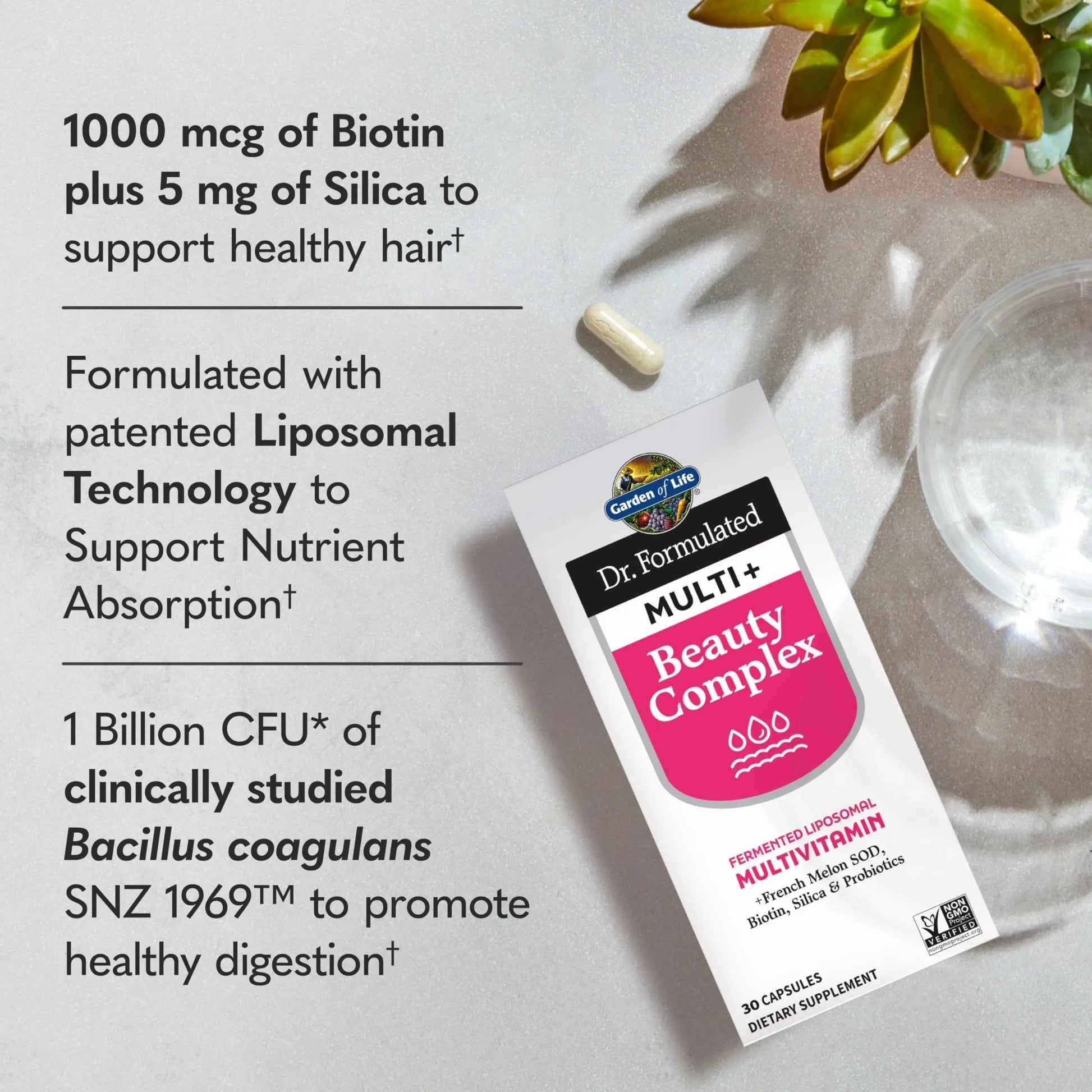 Garden of Life Dr Formulated Multi+ Beauty Complex Fermented Liposomal Multivitamin Plus Hair Skin and Nails Vitamins, French Melon SOD Garden of LifeAu supplements