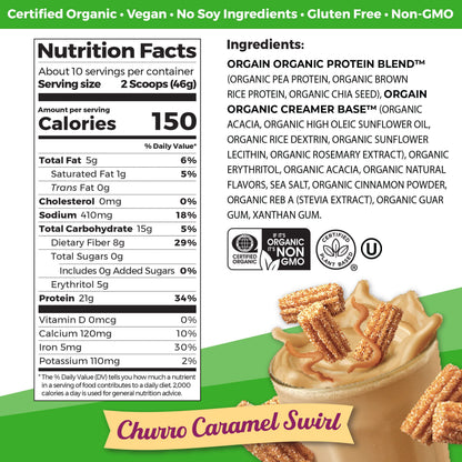 Orgain Organic Vegan Protein Powder, Churro Caramel Swirl - 21g Plant Based Protein OrgainUS supplements