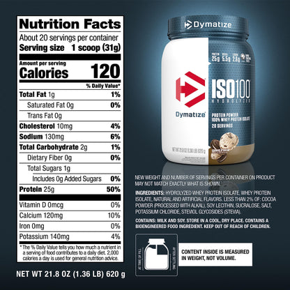 Dymatize ISO100 Hydrolyzed Protein Powder, 100% Whey Isolate Protein, 25g of Protein DymatizeUS supplements