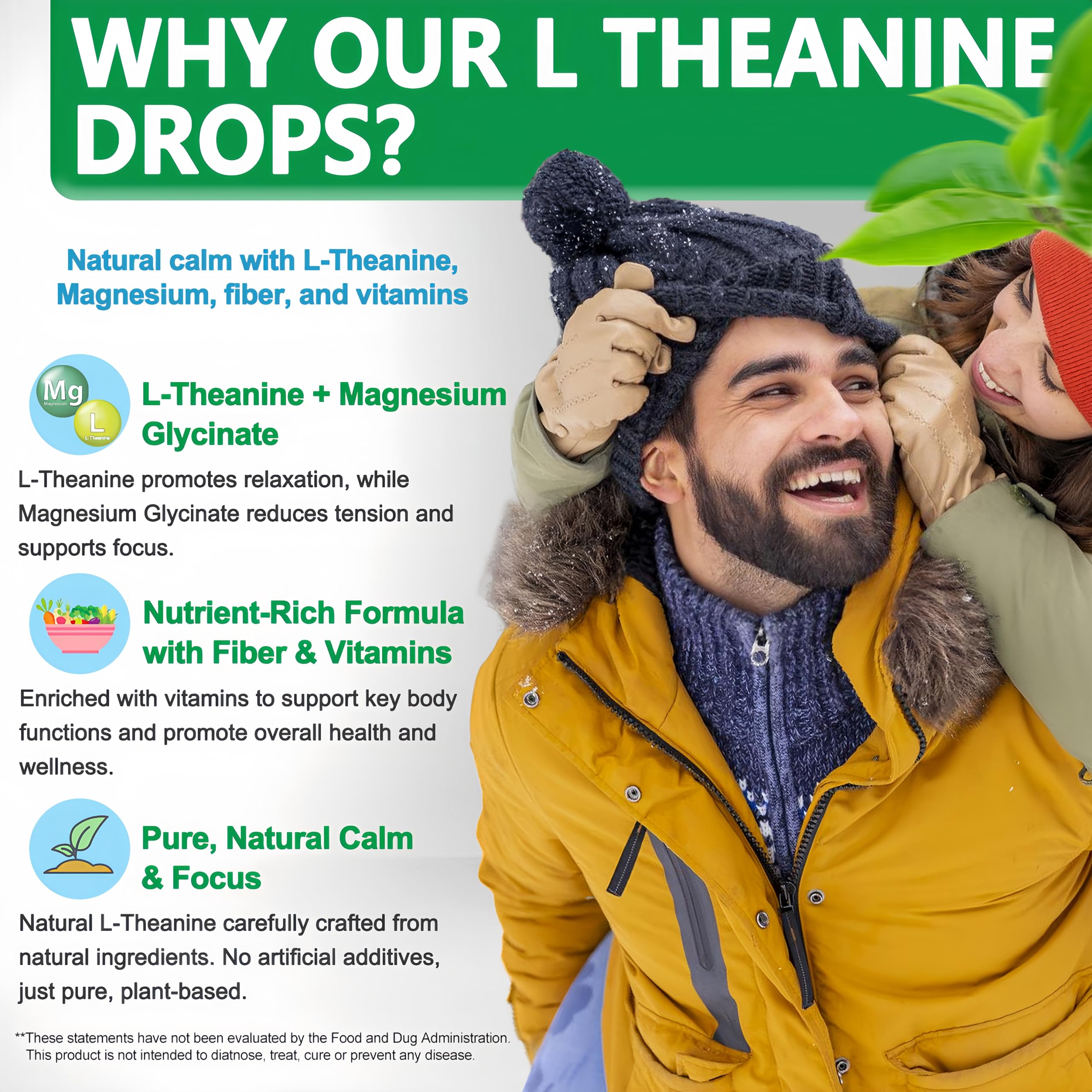 L Theanine Drops, Liquid L-Theanine Supplement 200mg w/Magnesium Glycinate,Vitamins,Fiber for Relaxation,Sleep,Digestion, Calm,High Absorption Mood Support for Adults & Kids,Plant Based,Non-GMO Vita letuoAu supplements