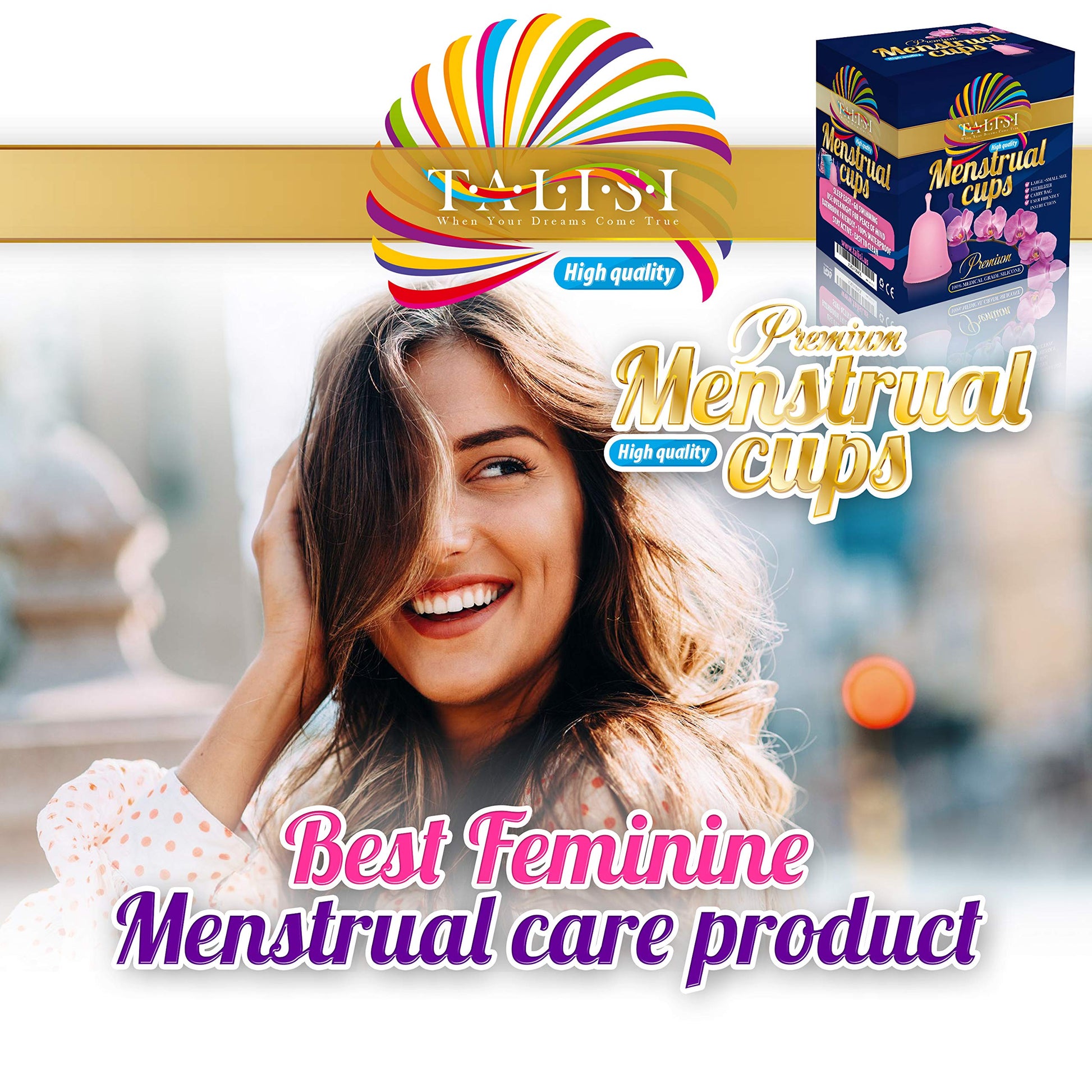 Talisi Menstrual Cups Set of 2 with Collapsible Silicone Sterilizer - Soft & Flexible Sensitive Feminine TALISI WHEN YOUR DREAMS COME TRUEAu supplements