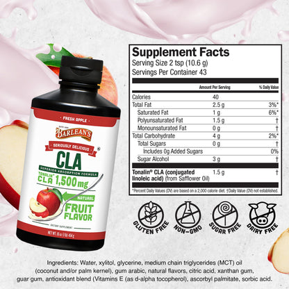 Barlean's Fresh Apple with 1,500 mg of Tonalin CLA - Gluten-Free, Vegan, Kosher Barlean'sUS supplements