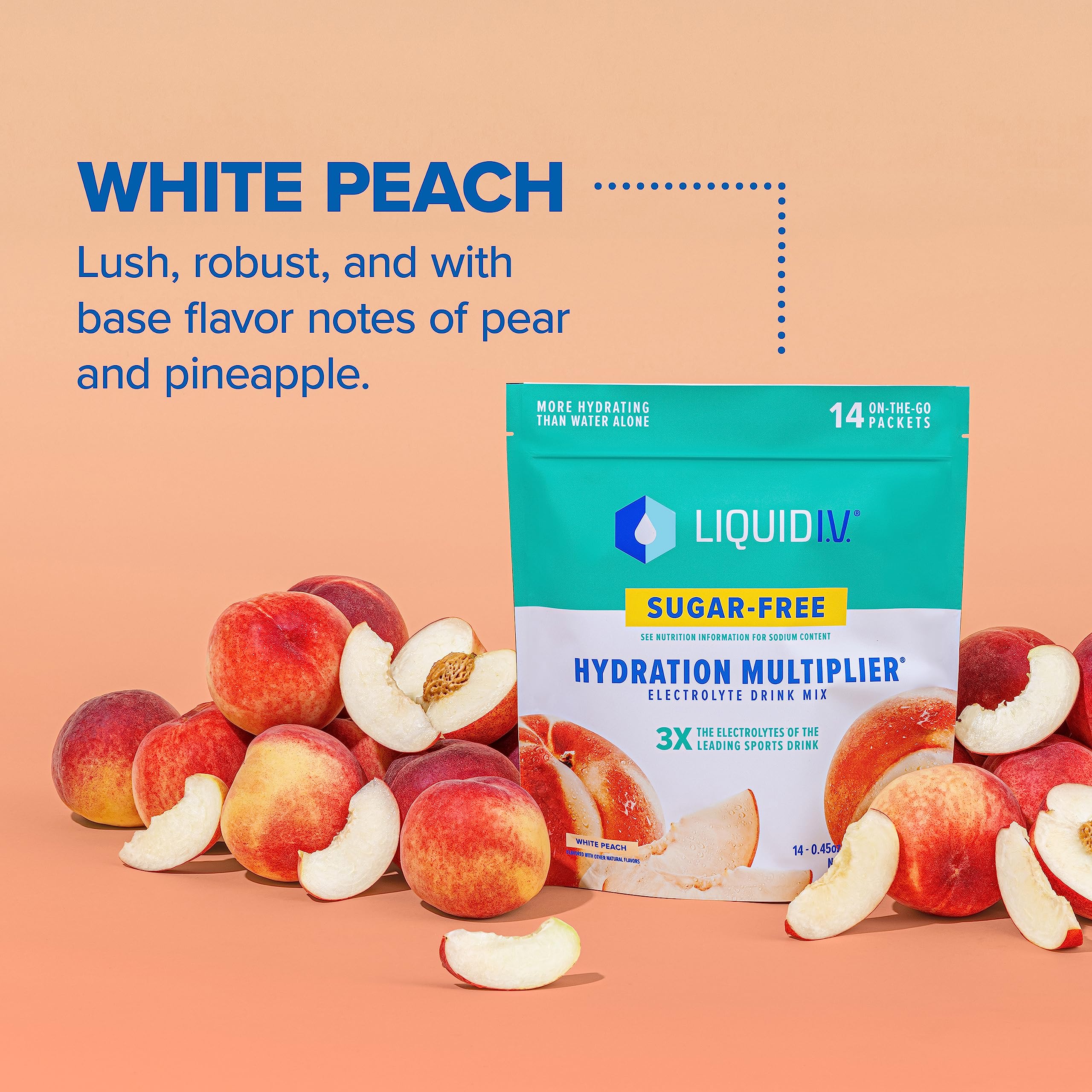 Liquid I.V. Sugar-Free Hydration Multiplier - White Peach – Hydration Powder Packets Liquid I.V.Au supplements