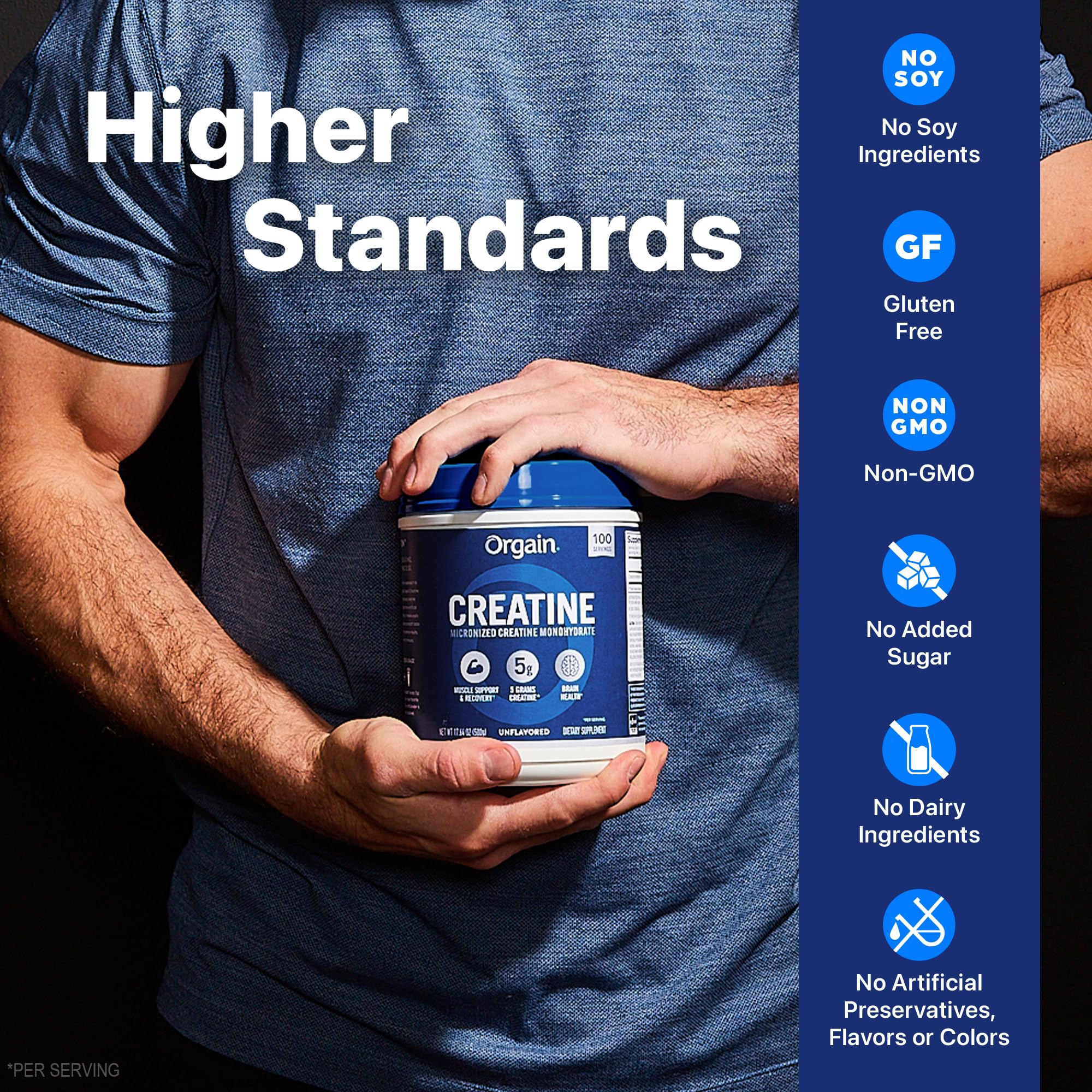 Orgain Creatine Monohydrate Micronized Powder, 100 Servings, Unflavored, Supports Muscle Growth, Post Workout Recovery and Brain Health, No Artificial Additives, for Men & Women, Vegan OrgainAu supplements