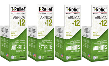 MediNatura T-Relief Extra Strength Arthritis Pain Reliever Arnica +12 Natural Medicines for Joint Soreness Stiffness Aches, Quick Dissolving Pain Relief for Women & Men - 100 Tablets (4 Pack) MediNaturaAu supplements