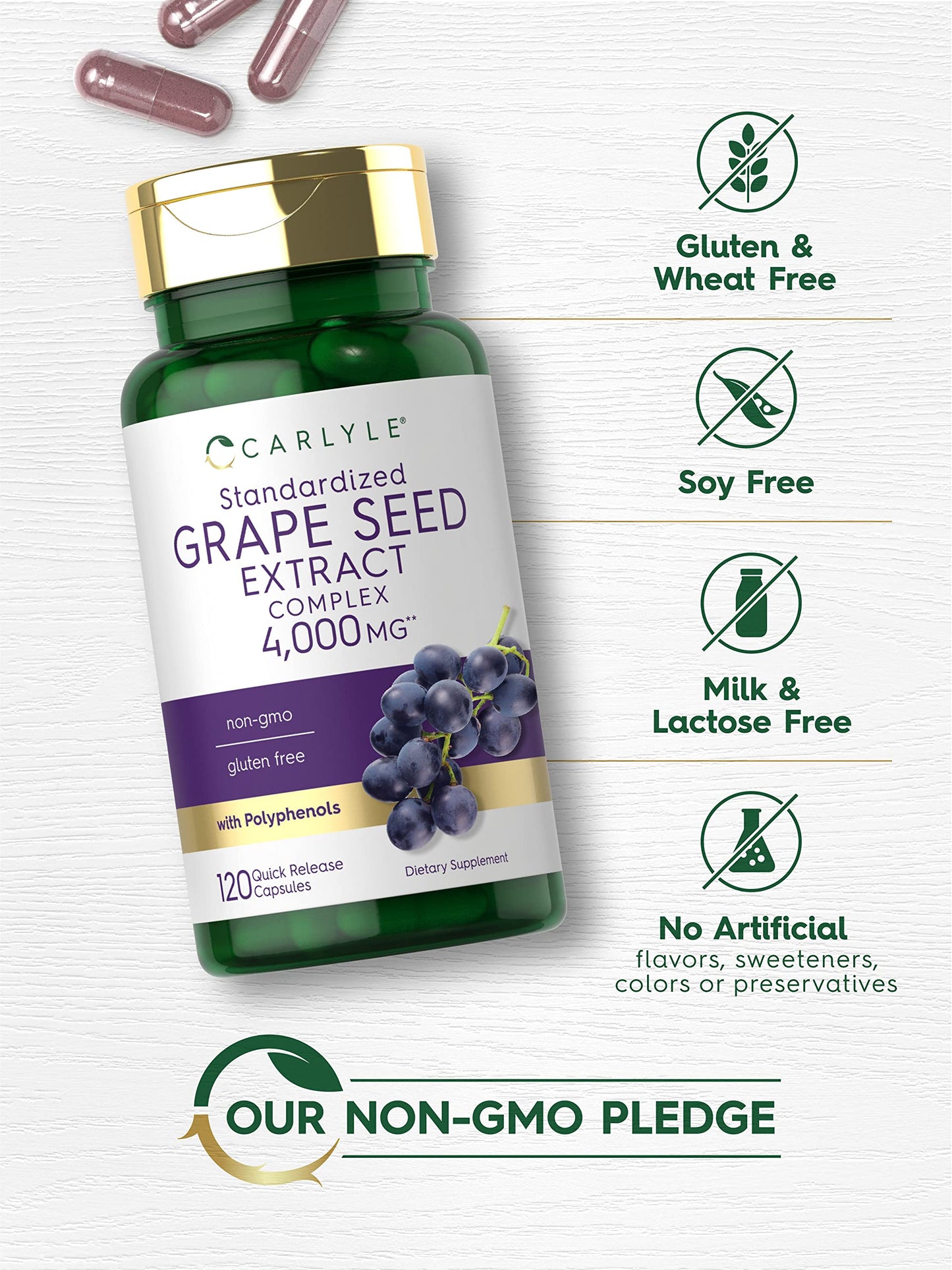 Carlyle Grape Seed Extract 4,000mg | 120 Quick Release Capsules | Standardized Extract CarlyleUS supplements