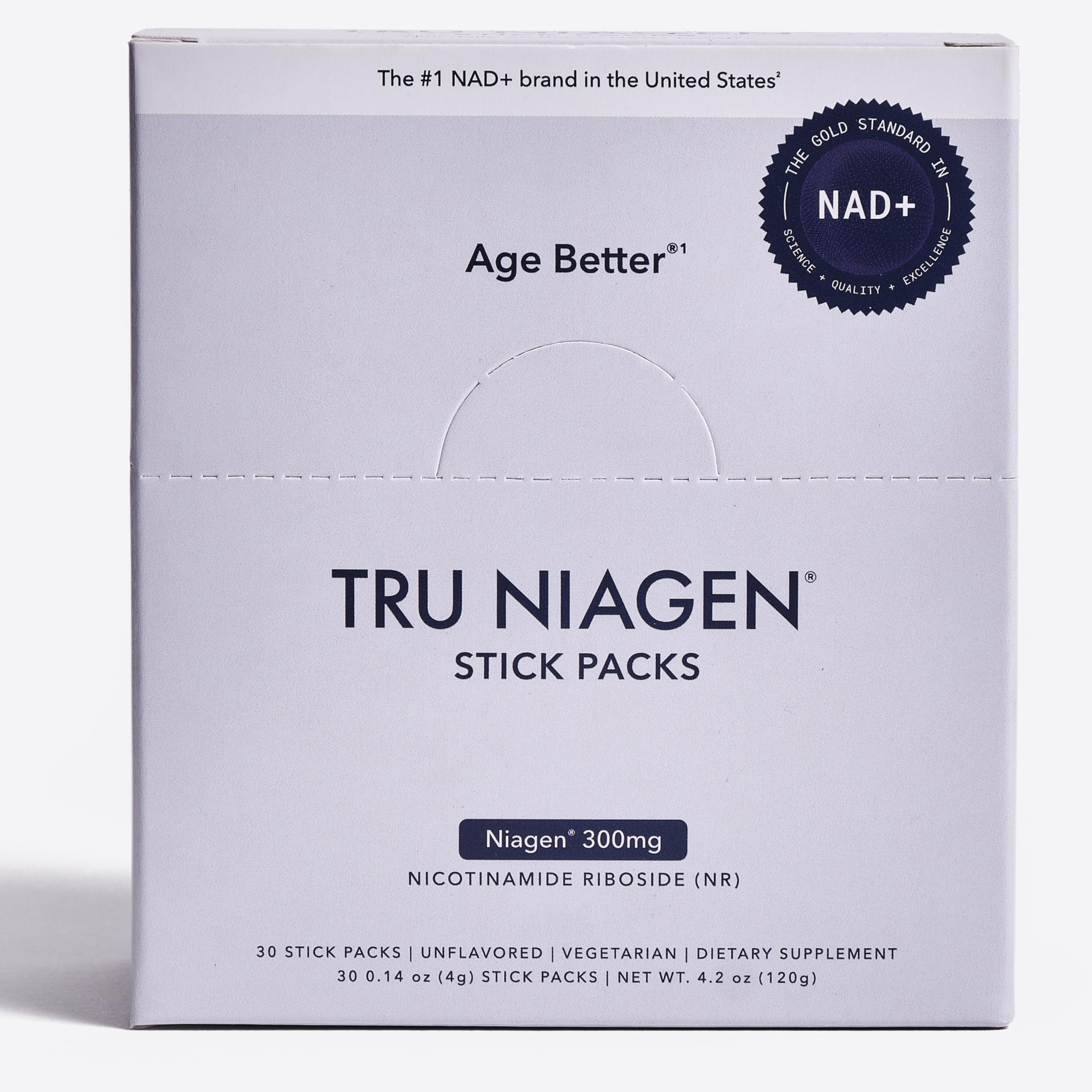 TRU NIAGEN NAD+ Booster with Hydration & Prebiotic Support Award-Winning Nicotinamide Riboside Mixing Powder for Cellular Energy, Repair & Healthy Aging - 30ct/300mg Stick Packs: On-The-Go Supplement TRU NIAGENUS supplements