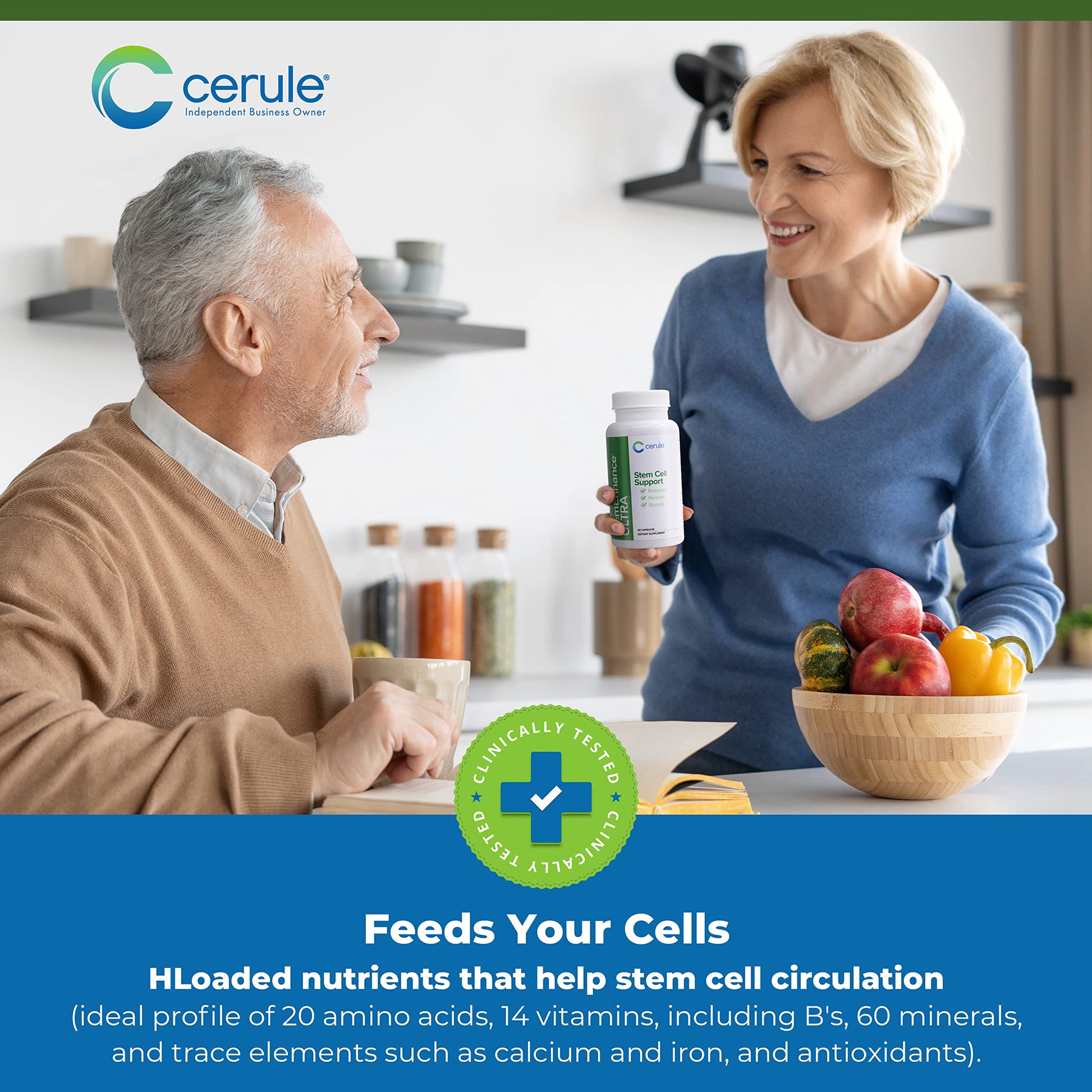 Cerule StemEnhance Ultra Natural Stem Cell Support Supplement – Freshwater Microalgae and Marine Macroalgae Extracts for Cellular Renewal, Immune Function, Energy, and Tissue Recovery – 60 Capsules CeruleAu supplements