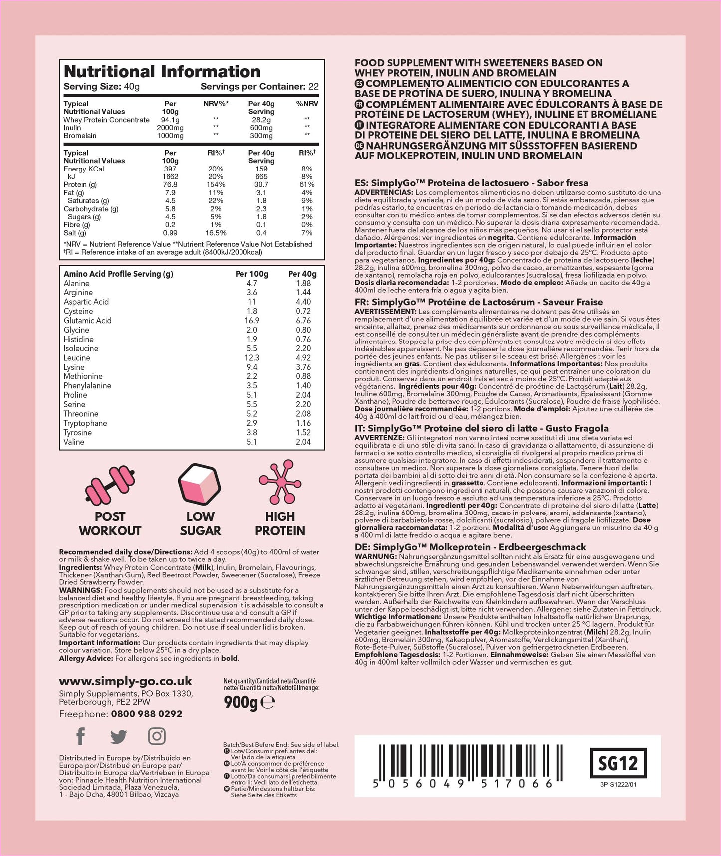 SimplyGo Whey Protein Powder | 900g | Simply Add 30g to Water, Juice or Shakes Simply SupplementsUS supplements