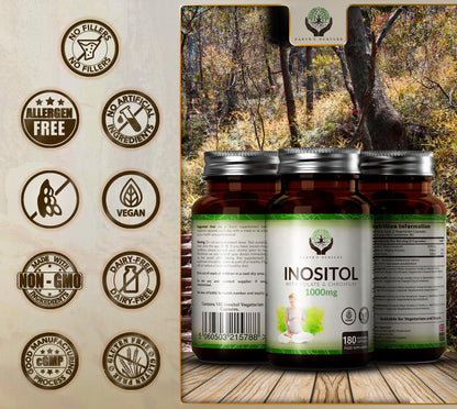 EN Myo-Inositol Chromium & Folate Blend | 1000mg Myo Inositol Per Serving | 180 Vegan Earth's NurtureUS supplements