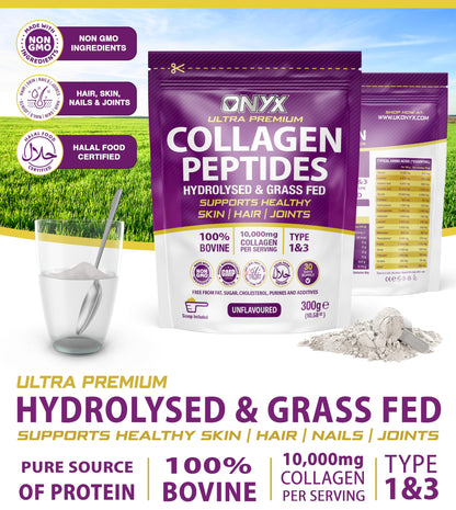 Collagen Powder 600g - 60 Servings - Collagen Peptides Supplement with High ONYX INGREDIENTS 101US supplements