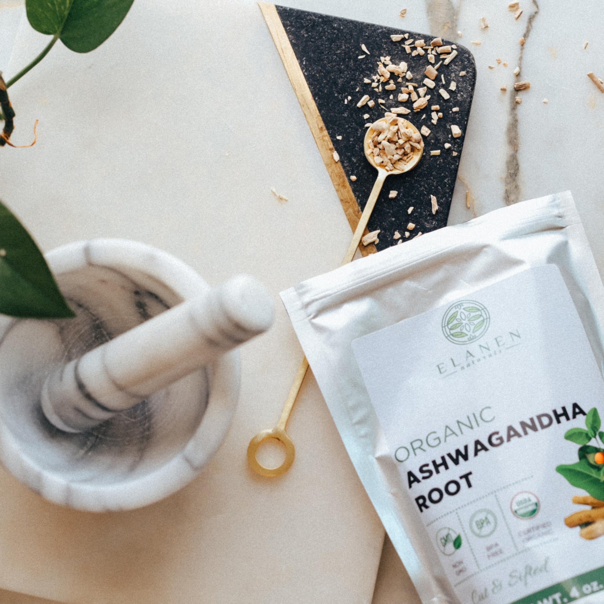 Elanen Naturals Organic Ashwagandha Root 4 oz. (113g), USDA Certified Organic Ashwagandha Root Loose Leaf Tea, Dried Withania somnifera, Cut & Sifted Elanen NaturalsAu supplements