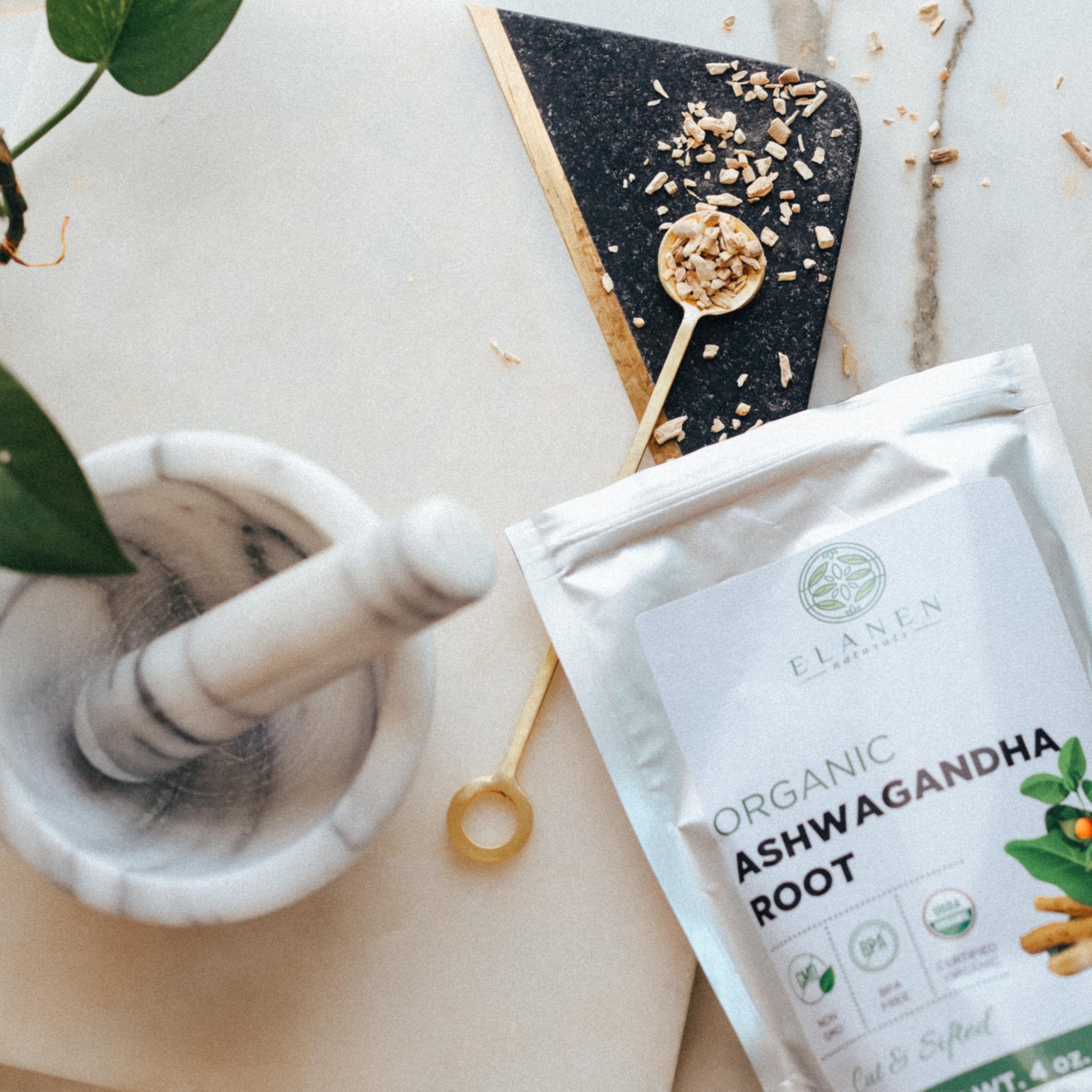 Elanen Naturals Organic Ashwagandha Root 4 oz. (113g), USDA Certified Organic Ashwagandha Root Loose Leaf Tea, Dried Withania somnifera, Cut & Sifted Elanen NaturalsAu supplements