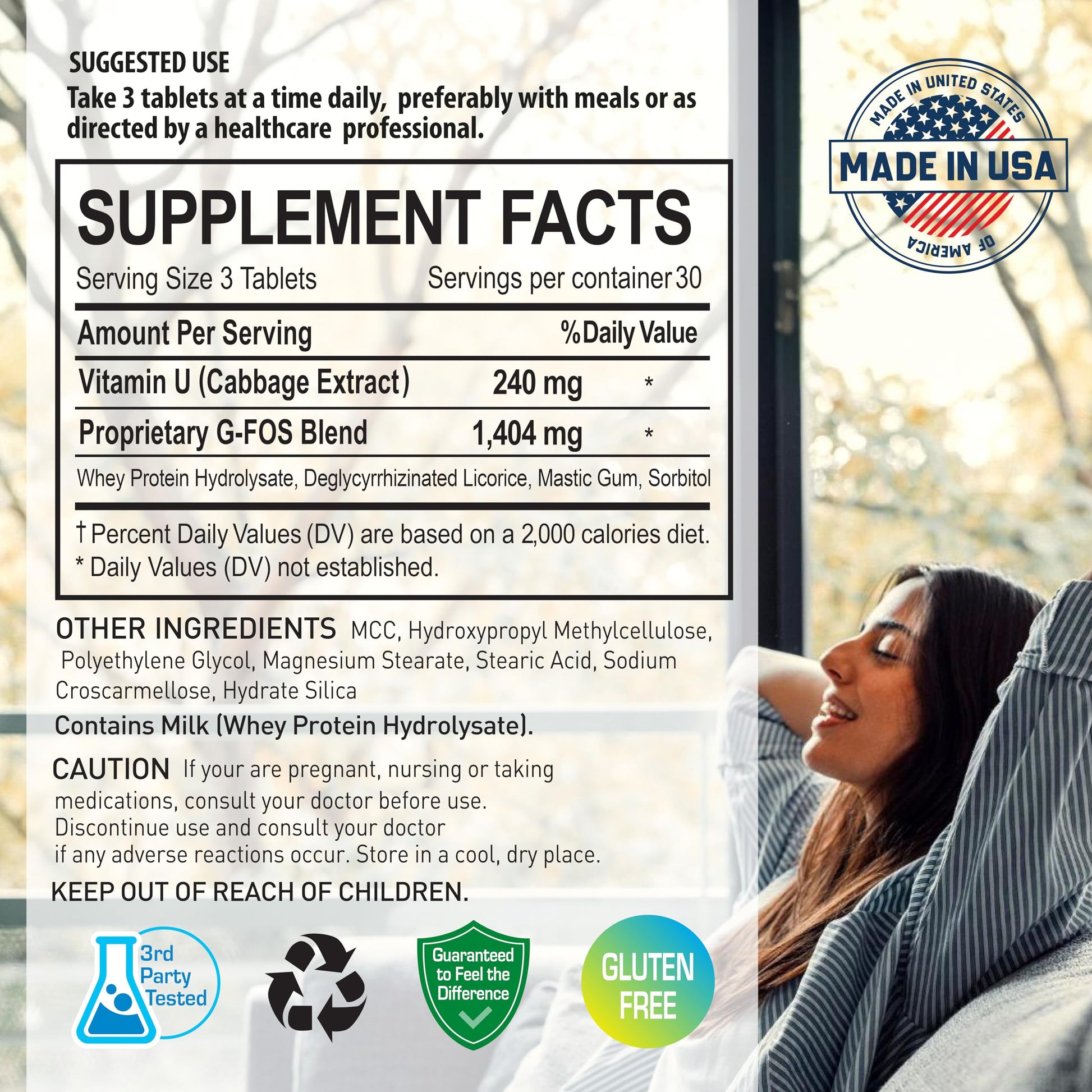 NANOWELL G-FOS Digestive Health Supplement, Vitamin U - 90 Tablets X 2 Bottles for 2 Months (180 Count) NANOWELLAu supplements