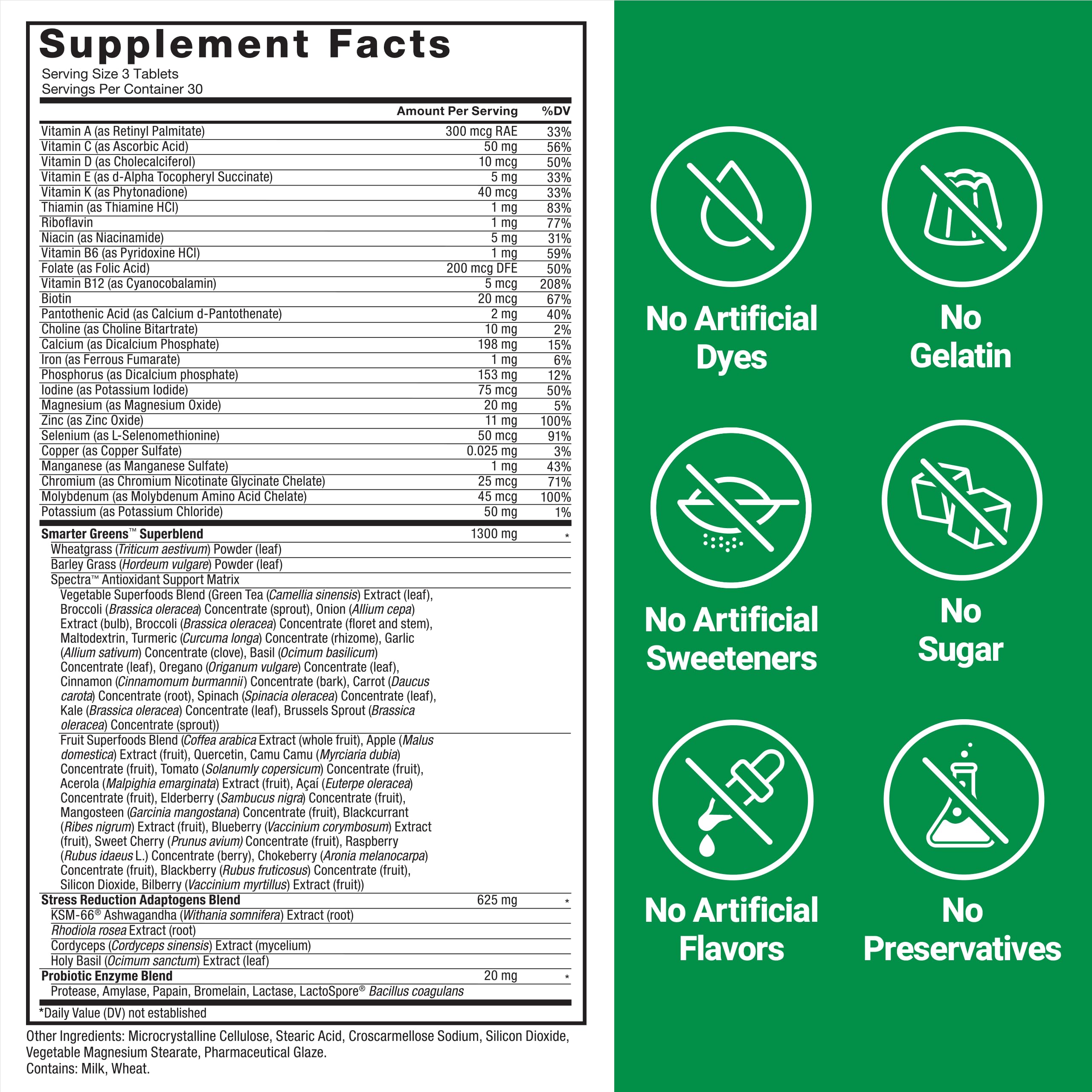 FORCE FACTOR Smarter Greens Tablets, Greens Supplement with 25+ Superfoods and Antioxidants to Improve Digestion, Reduce Stress, Strengthen Immunity, and Support Metabolism, 90 Tablets Force FactorAu supplements