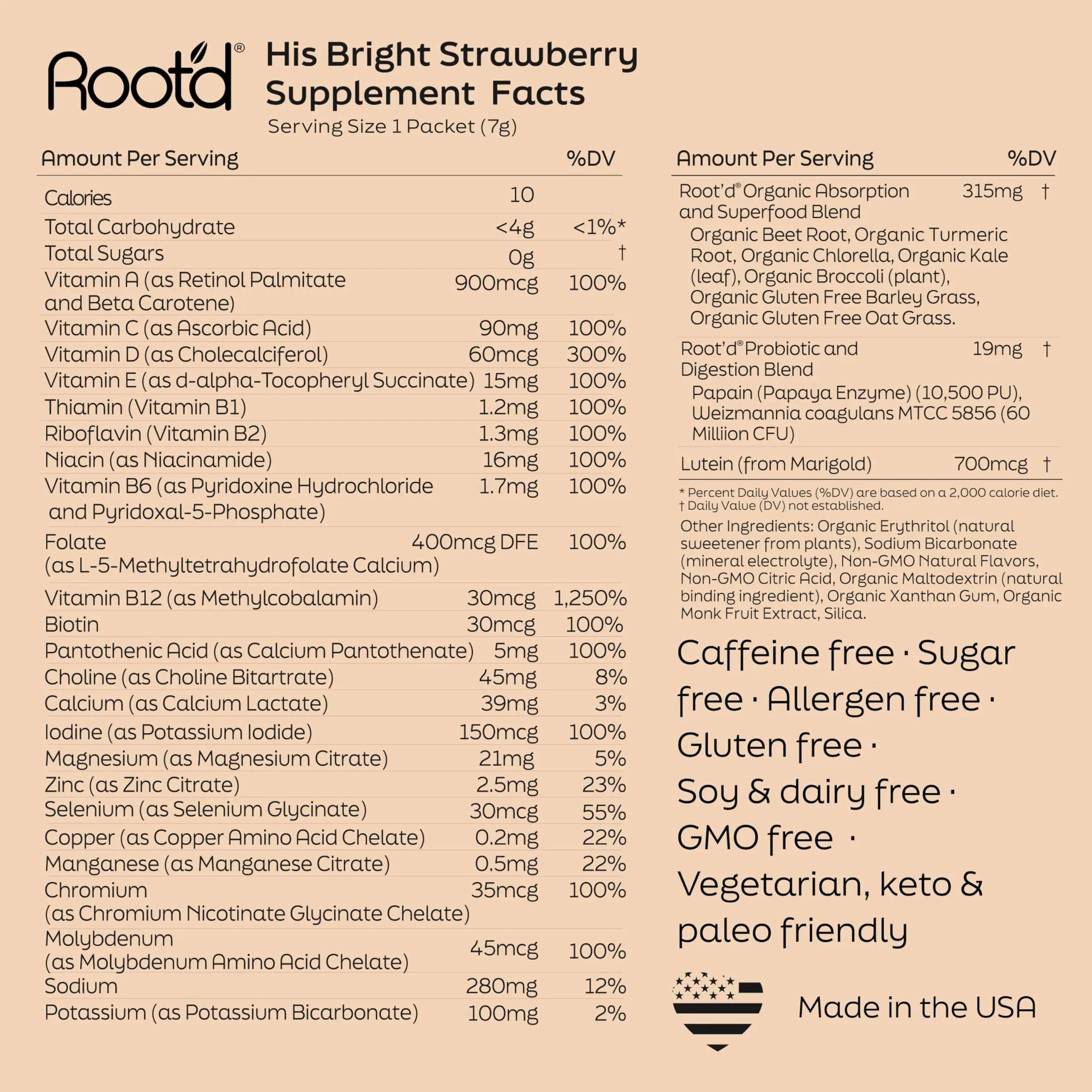 Root'd Multivitamin Powder for Men - 24 Vitamins & Minerals with 3X Electrolytes, 9 Organic Superfoods, Probiotics & Enzymes Root'dAu supplements