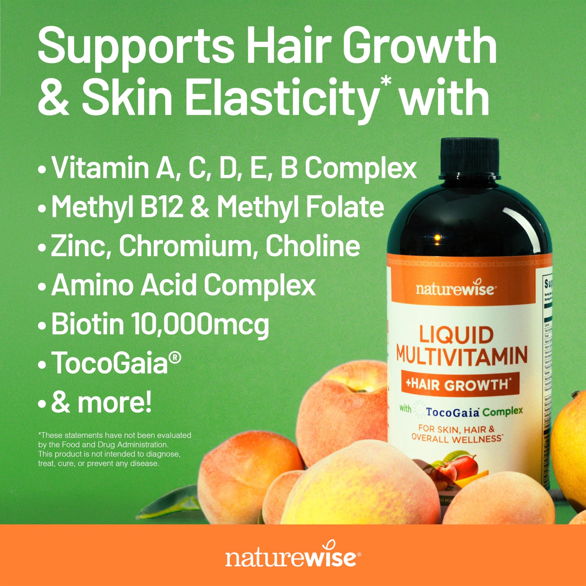 NatureWise Liquid Multivitamin Hair Growth for Women & Men + Tocogaia® for Hair Growth & Skin Elasticity Support + Biotin, Vitamin D, E, B NatureWiseAu supplements
