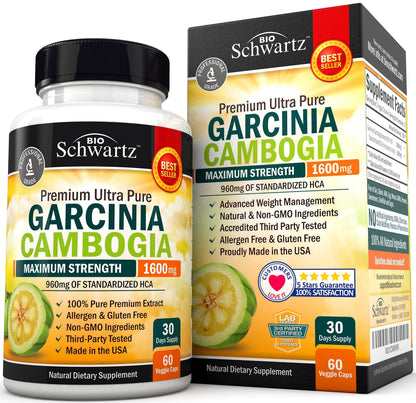 Garcinia Cambogia Weight Loss Pills - Maximum Strength Appetite Suppressant & Fat Burner BioSchwartzUS supplements