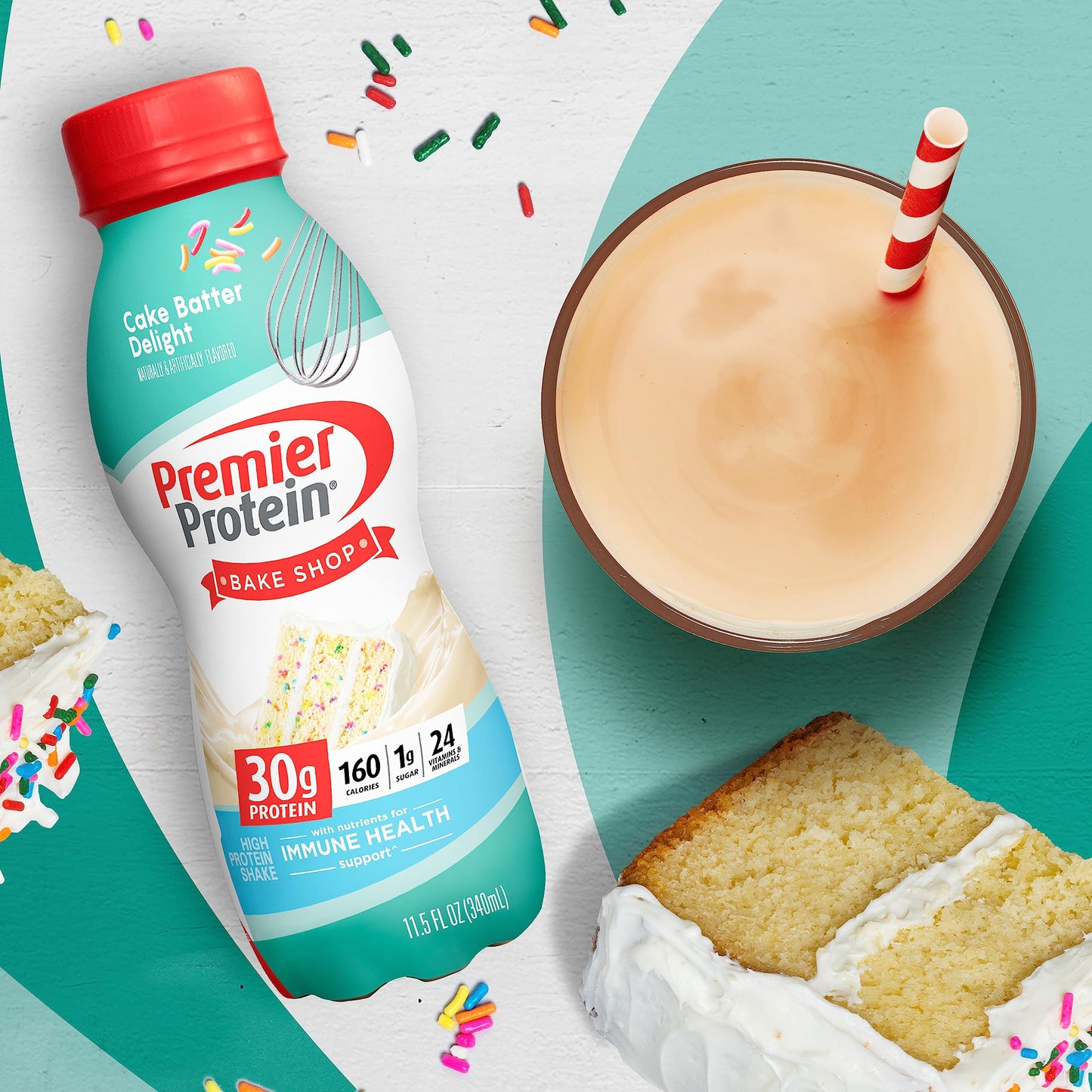 Premier Protein Shake, Cake Batter, 30g Protein, 1g Sugar, 24 Vitamins & Minerals Premier ProteinUS supplements