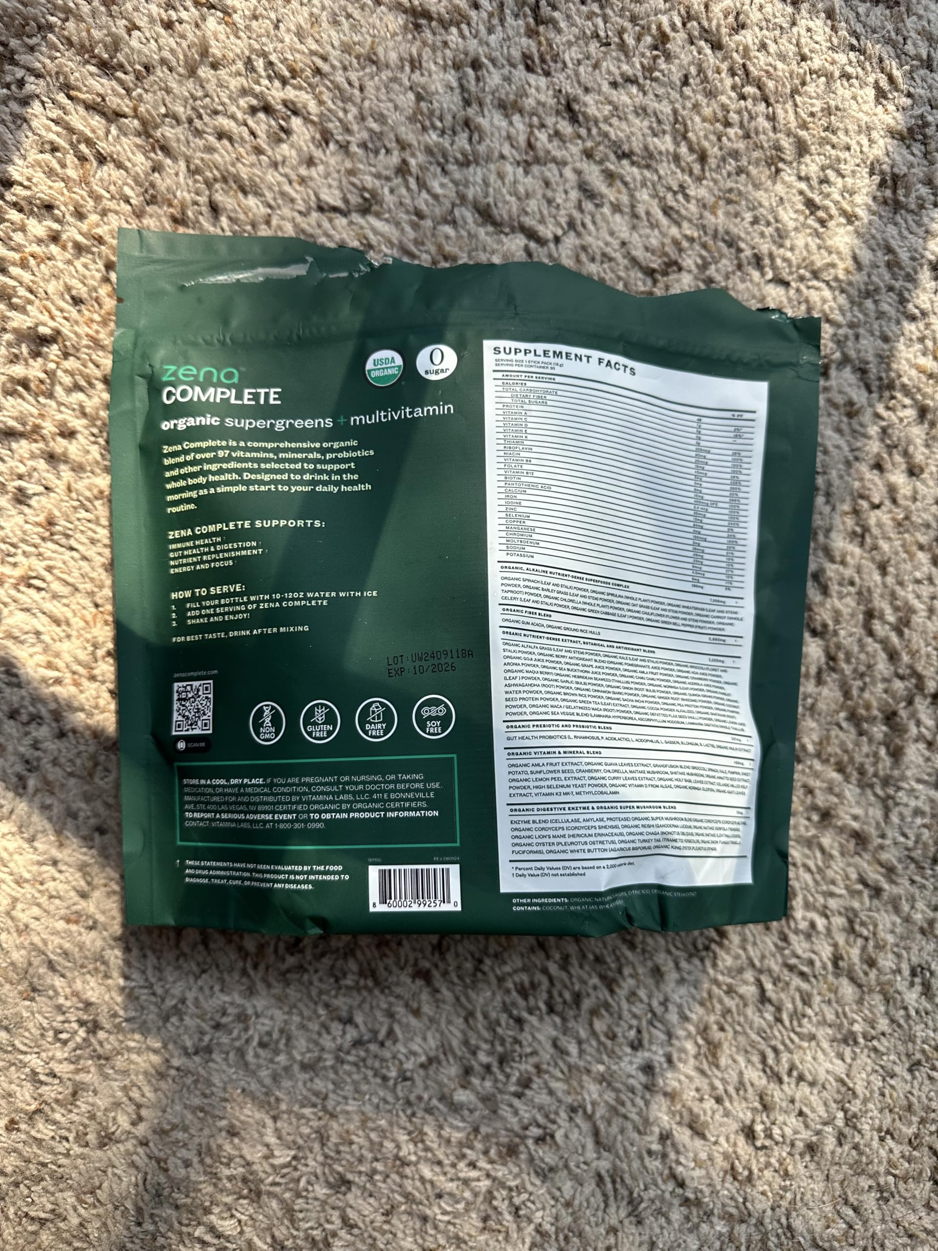 Zena Complete Organic Super Greens Powder & Multivitamin, 90+ Supergreens, Fruits, Veggies, Pre & Probiotics, Watermelon Citrus Flavor Zena NutritionAu supplements