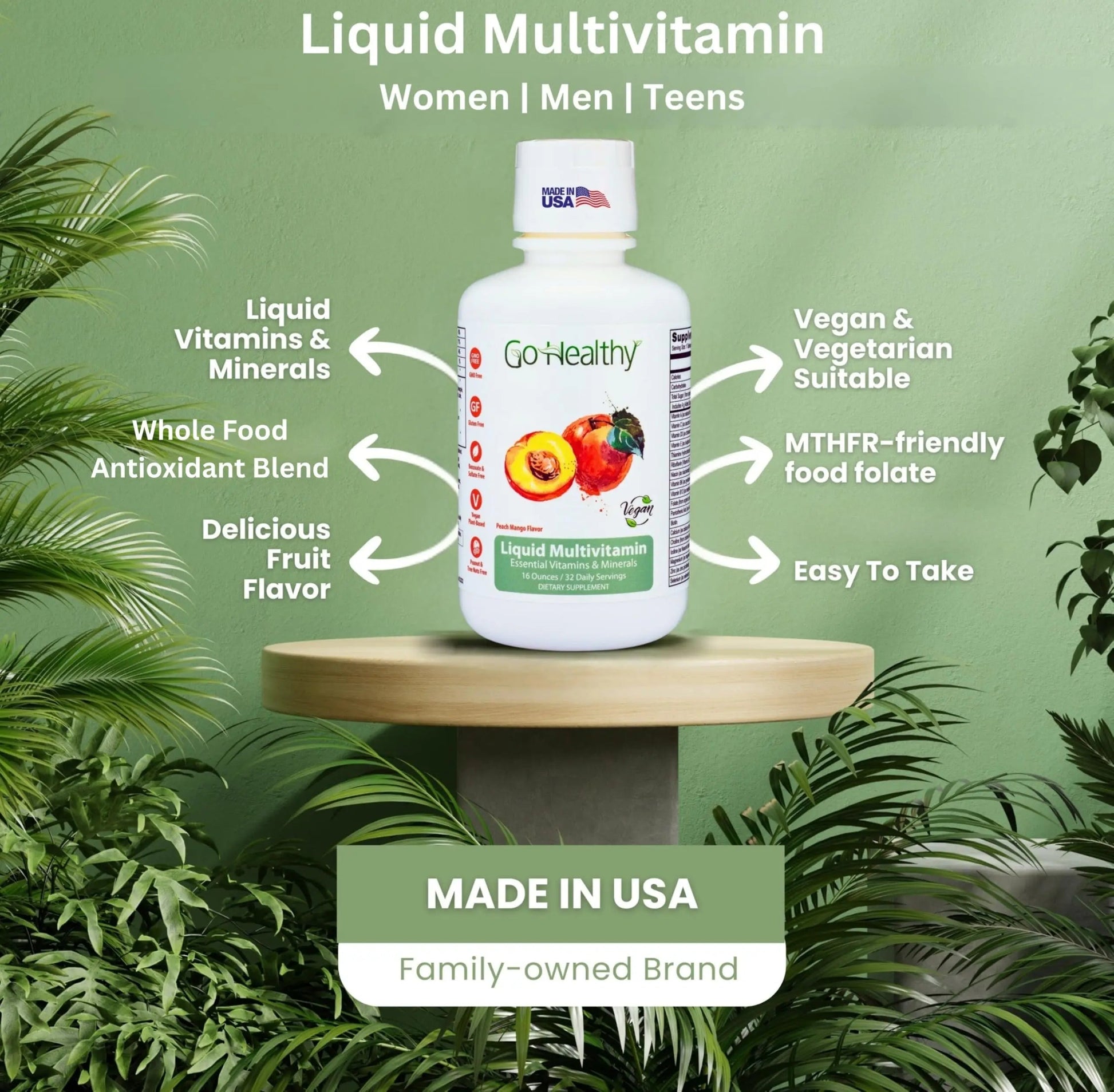 Go Healthy Liquid Vitamins for Women, Men, Teens | Vegan Vitamin & Mineral | High Absorption | Premium Liquid Multivitamin | Go Healthy NaturalAu supplements