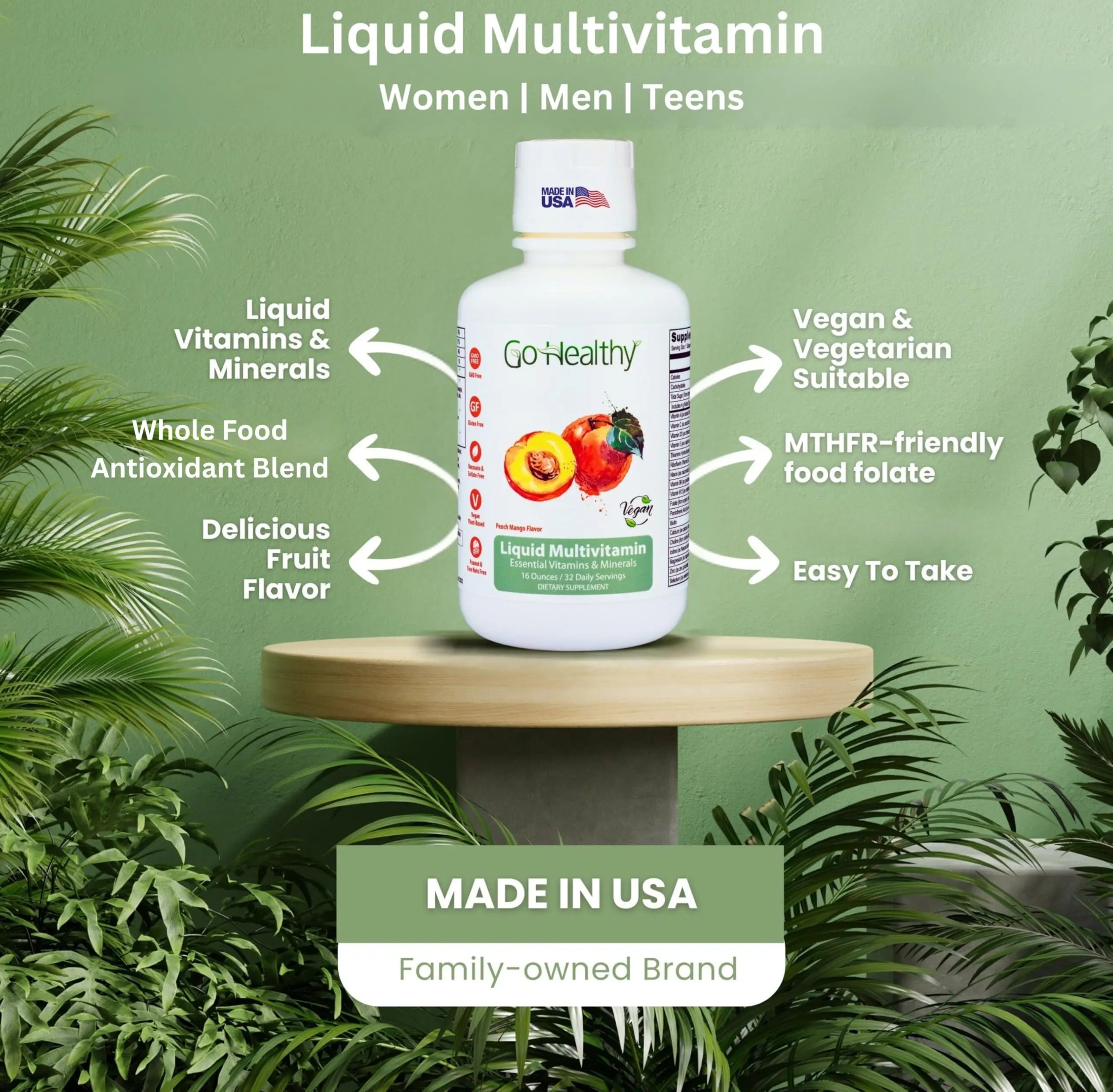 Go Healthy Liquid Vitamins for Women, Men, Teens | Vegan Vitamin & Mineral | High Absorption | Premium Liquid Multivitamin | Go Healthy NaturalAu supplements