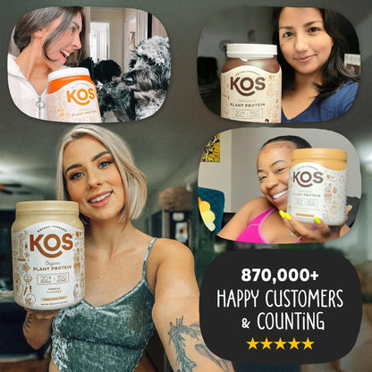 KOS Vegan Protein Powder Erythritol Free, Vanilla USDA Organic - Pea Protein Blend, Plant Based Superfood Rich in Vitamins & Minerals - Keto, Dairy Free - Meal Replacement for Women & Men, 28 Servings KOSUS supplements