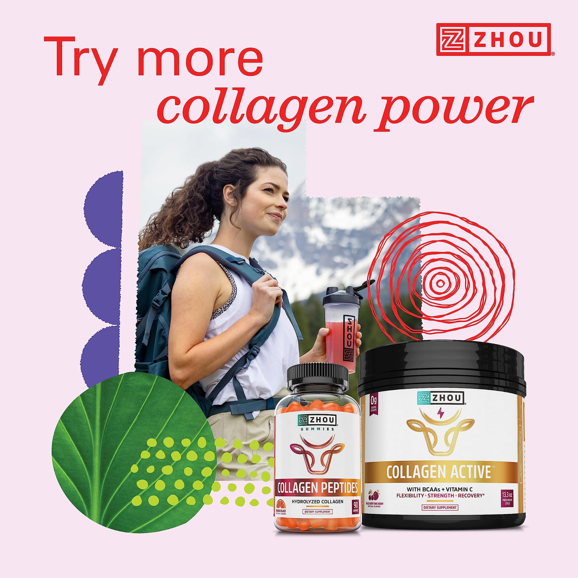 Zhou Collagen Peptides Hydrolyzed Protein Powder – Grass Fed, Pasture Raised, Unflavored Zhou NutritionUS supplements