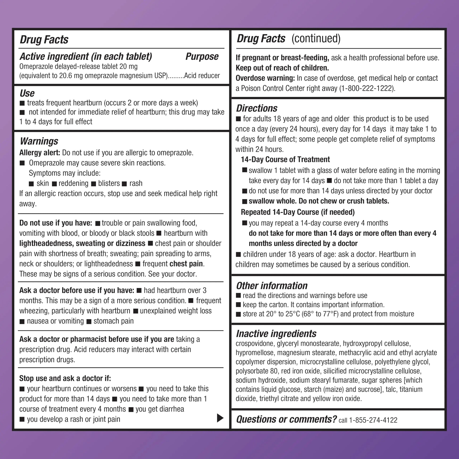Amazon Basic Care Omeprazole Delayed Release Tablets 20 mg, Acid Reducer, treats frequent heartburn,, Cream, Regular, 42 Count (Pack of 1), 42 Count, Amazon Basic Carenz supplements