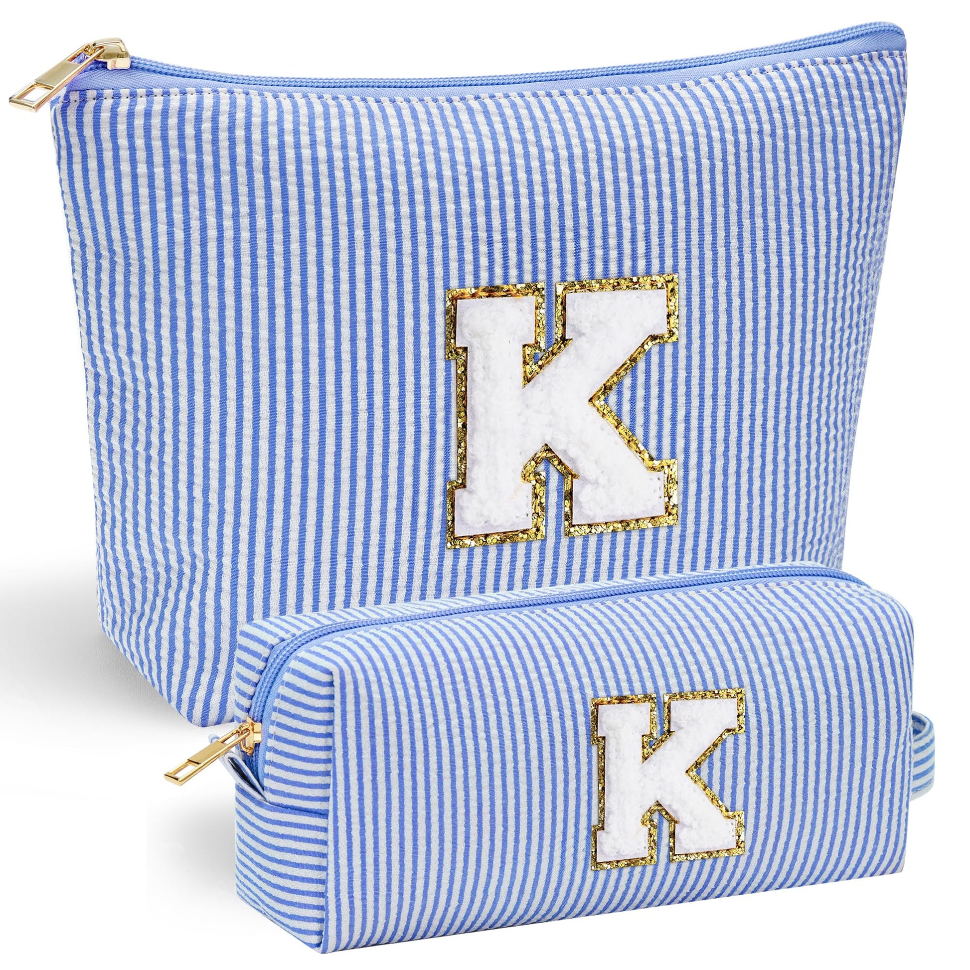 YOOLIFE Birthday Gifts for Teen Girls Kids Initial Makeup Bag | Teen Girl Gift Trendy Stuff | Travel Makeup Bag Toiletry Bags | Gifts for 3 4 5 6 7 8 9 10 11 12 13 Year Old Girl Blue K YOOLIFEAu supplements