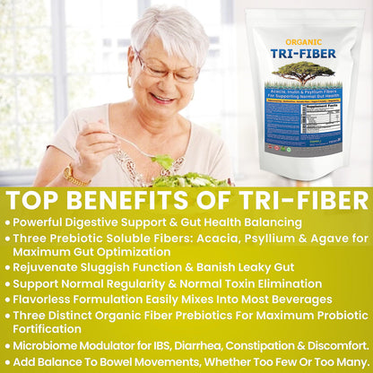 Kidney Restore Tri-Fiber Organic Soluble Fiber Powder, Unflavored High Fiber 3-in-1 Kidney RestoreUS supplements