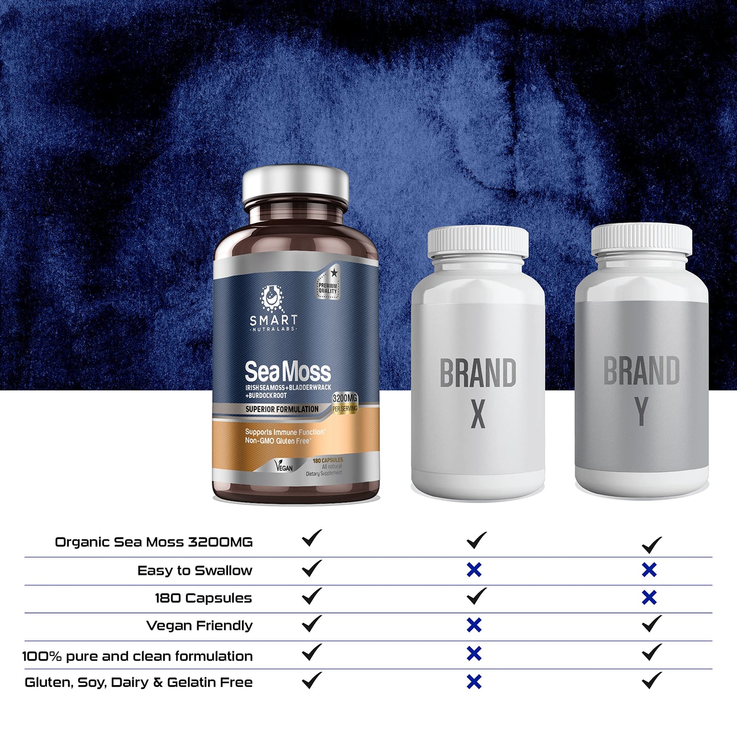 SMART NUTRA LABS Organic Sea Moss 3200MG Per Serving- 180 Vegan SMART NUTRA LABSUS supplements