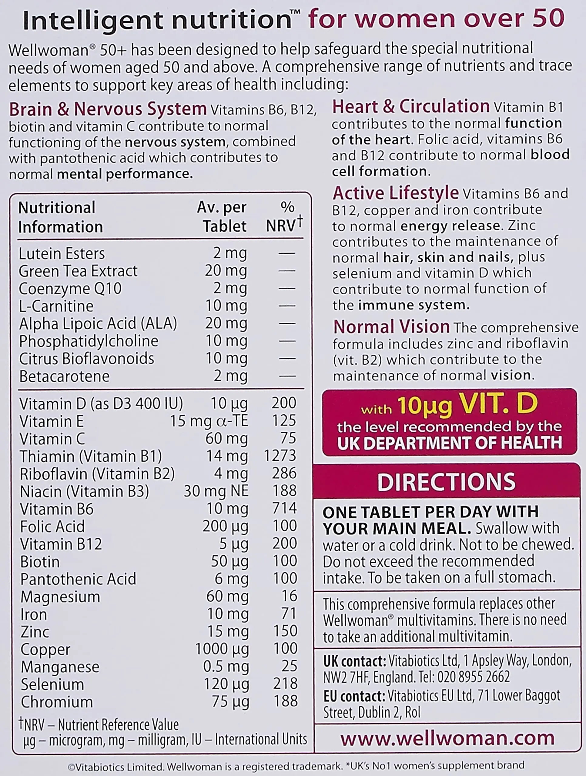 Wellwoman Vitabiotics 50+ 30 Tablets WellwomanAu supplements