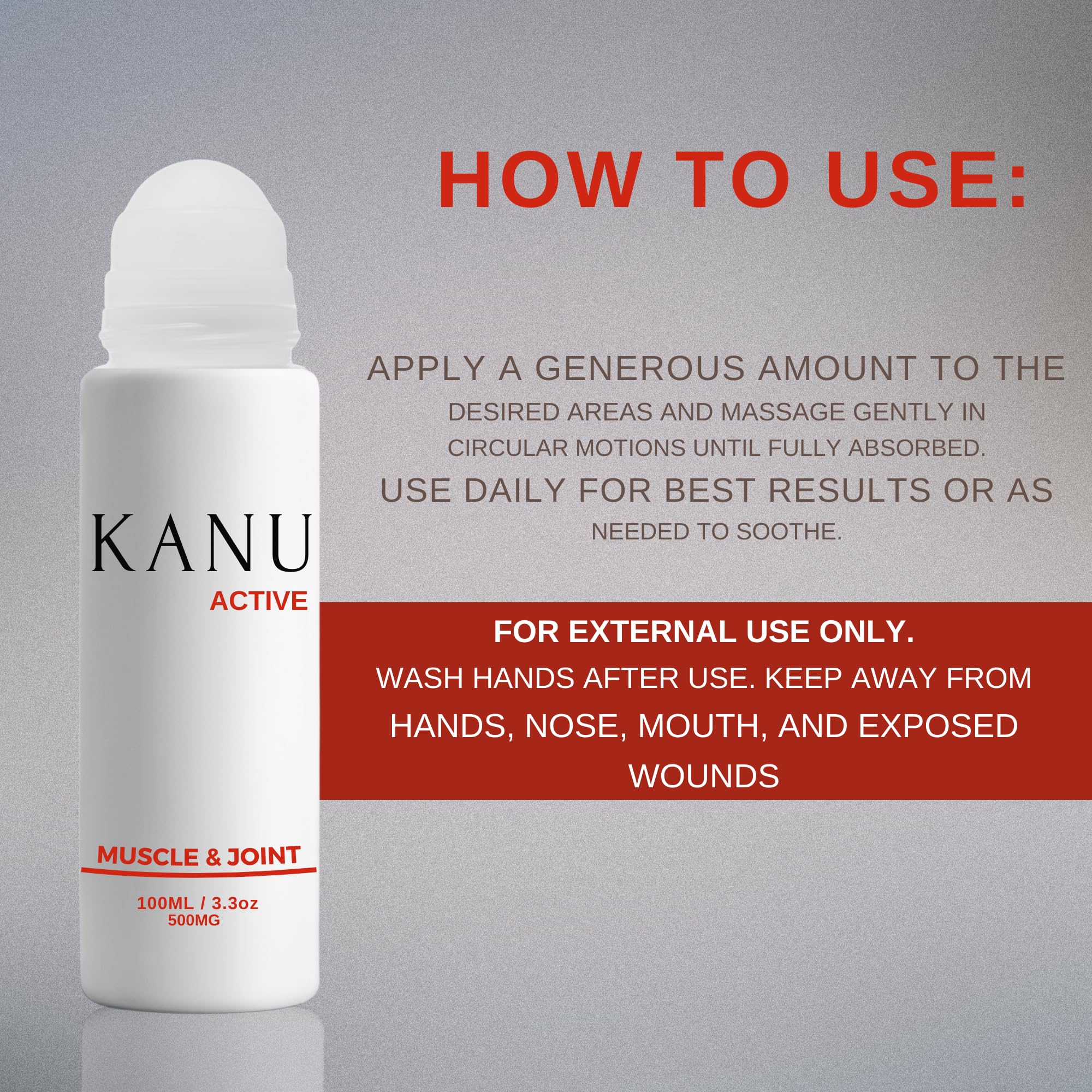 Muscle & Joint Relief Roll-On Cooling Serum- 3.3 oz- Fast Absorbing Pain Relief for Sore Muscles and Joints- Workout Recovery and Joint Support for Athletes and Active Lifestyles KANUAu supplements
