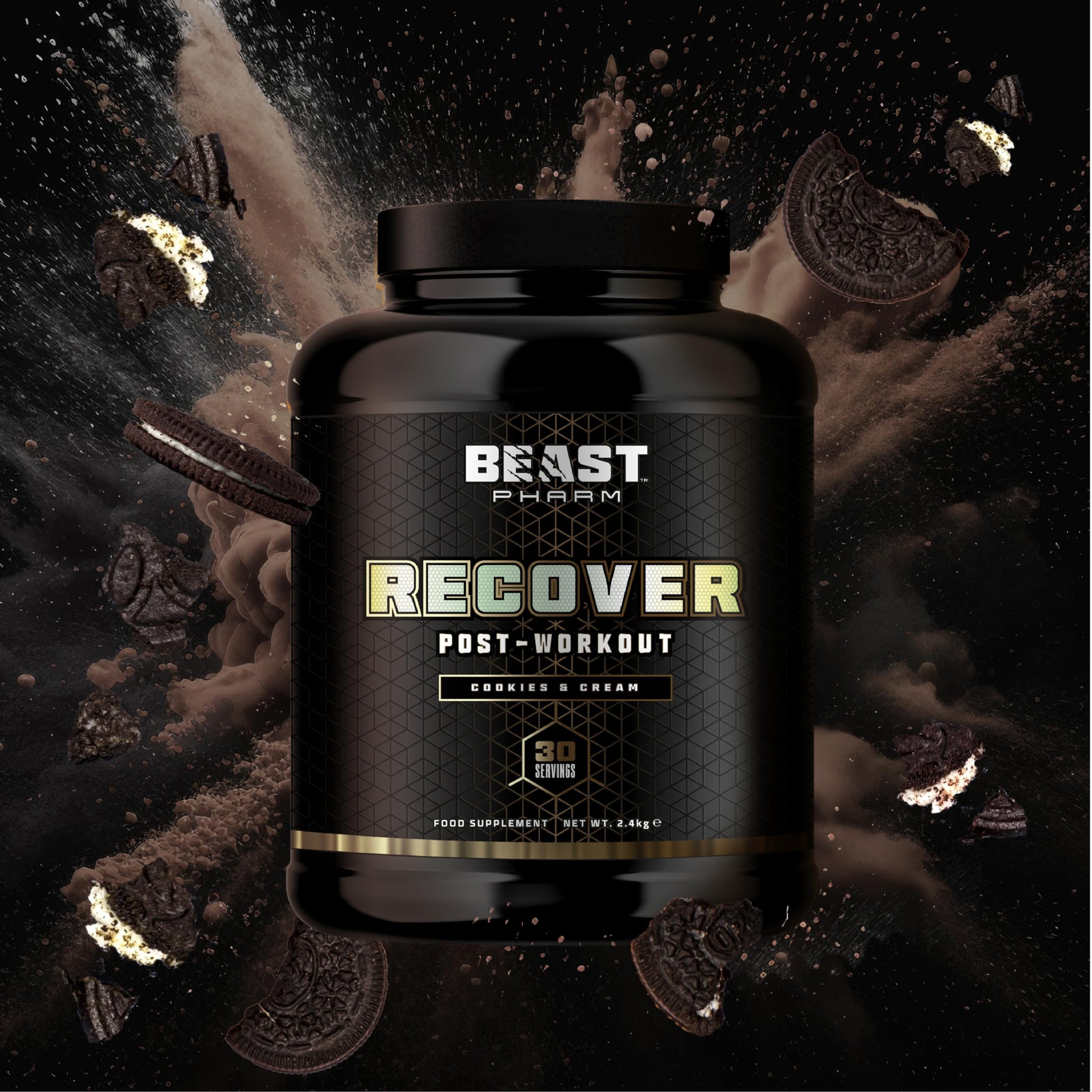 Beast Pharm | Recover Whey Protein Powder | 2.4kg/30 Servings | Cookies & Cream Beast PharmAu supplements
