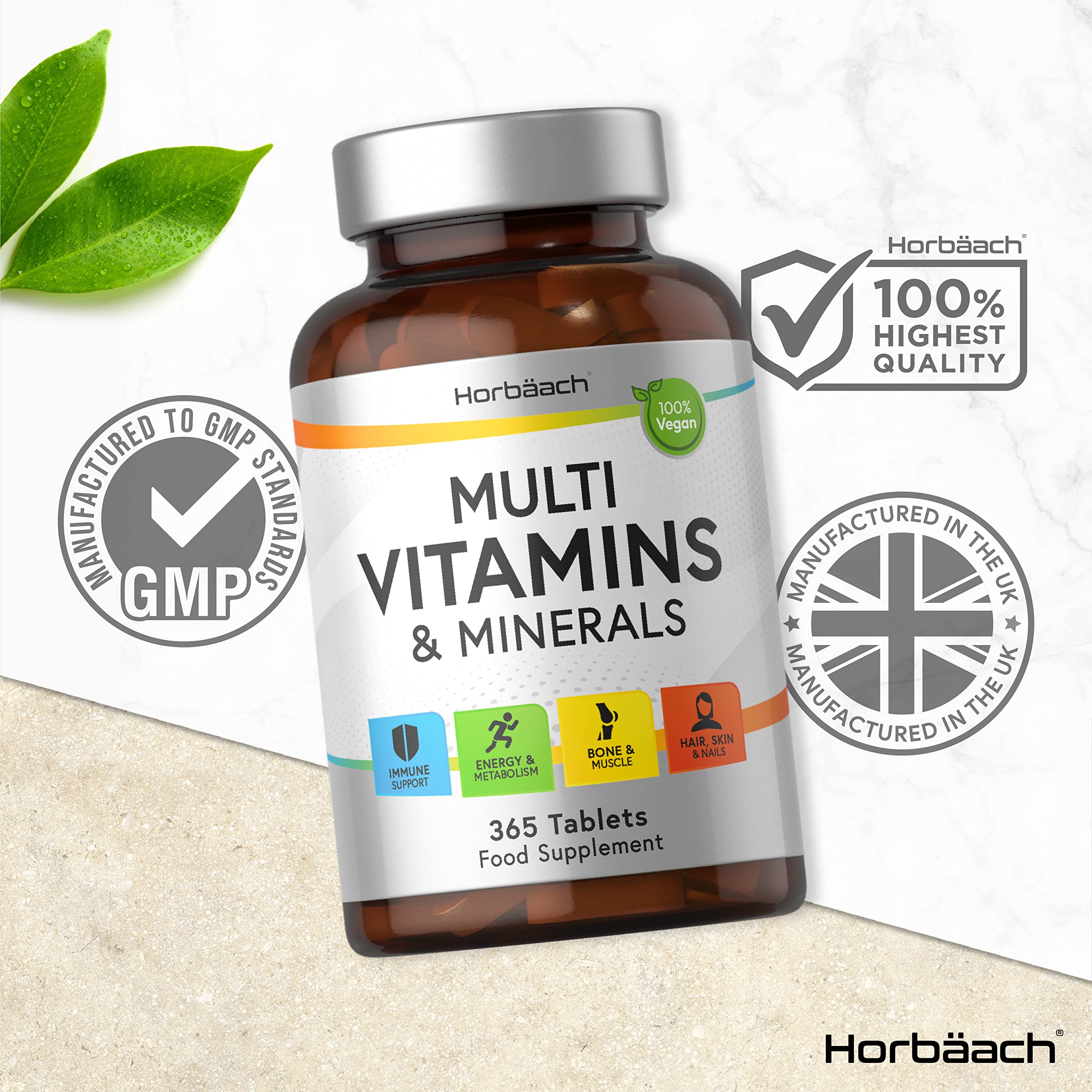 Multivitamin Tablets for Men and Women | 365 Count | with 24 Essential Nutrients HorbäachUS supplements