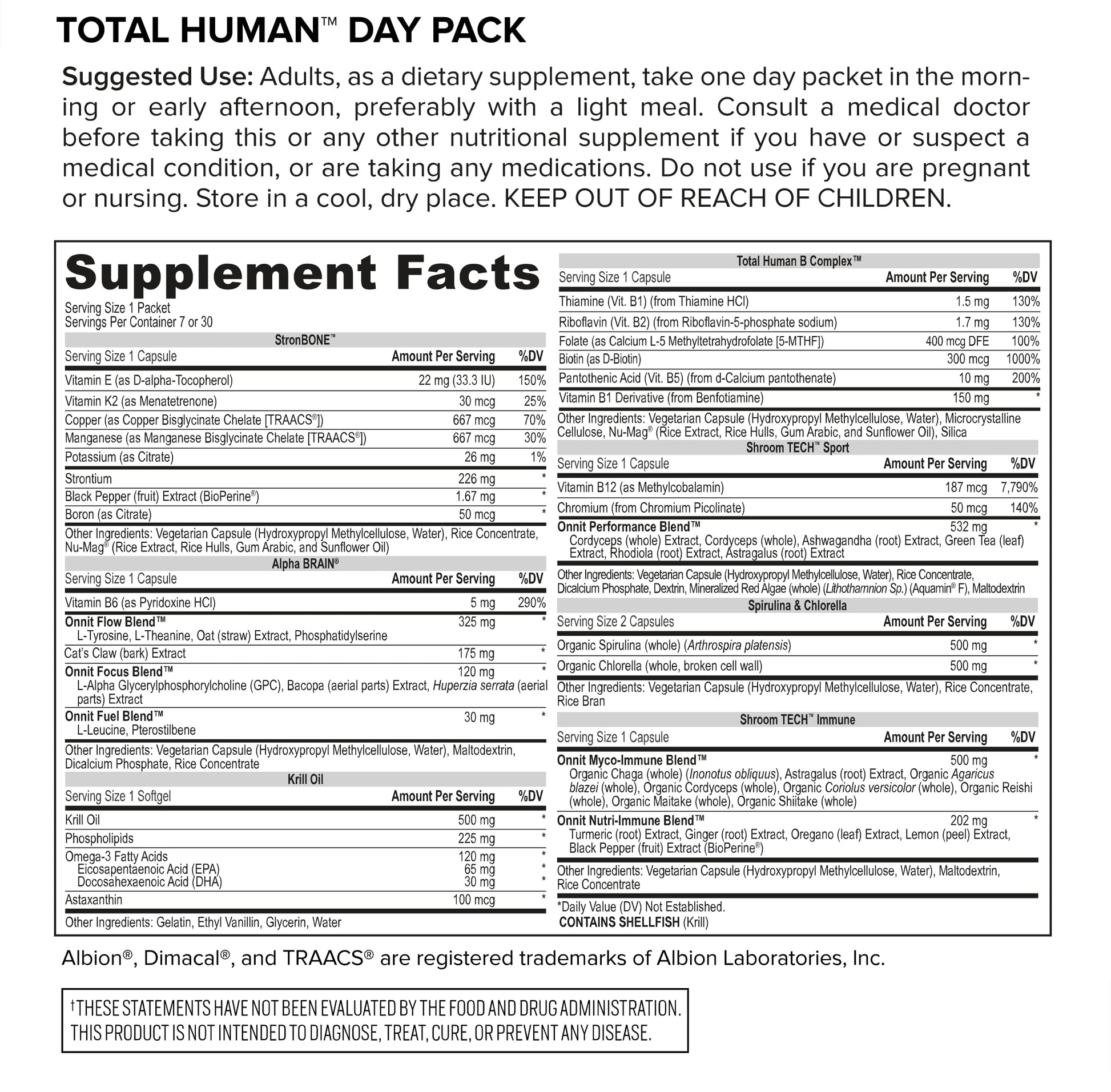ONNIT Total Human Day and Night Vitamin Packs, 7-Day Supply Capsule ONNITAu supplements