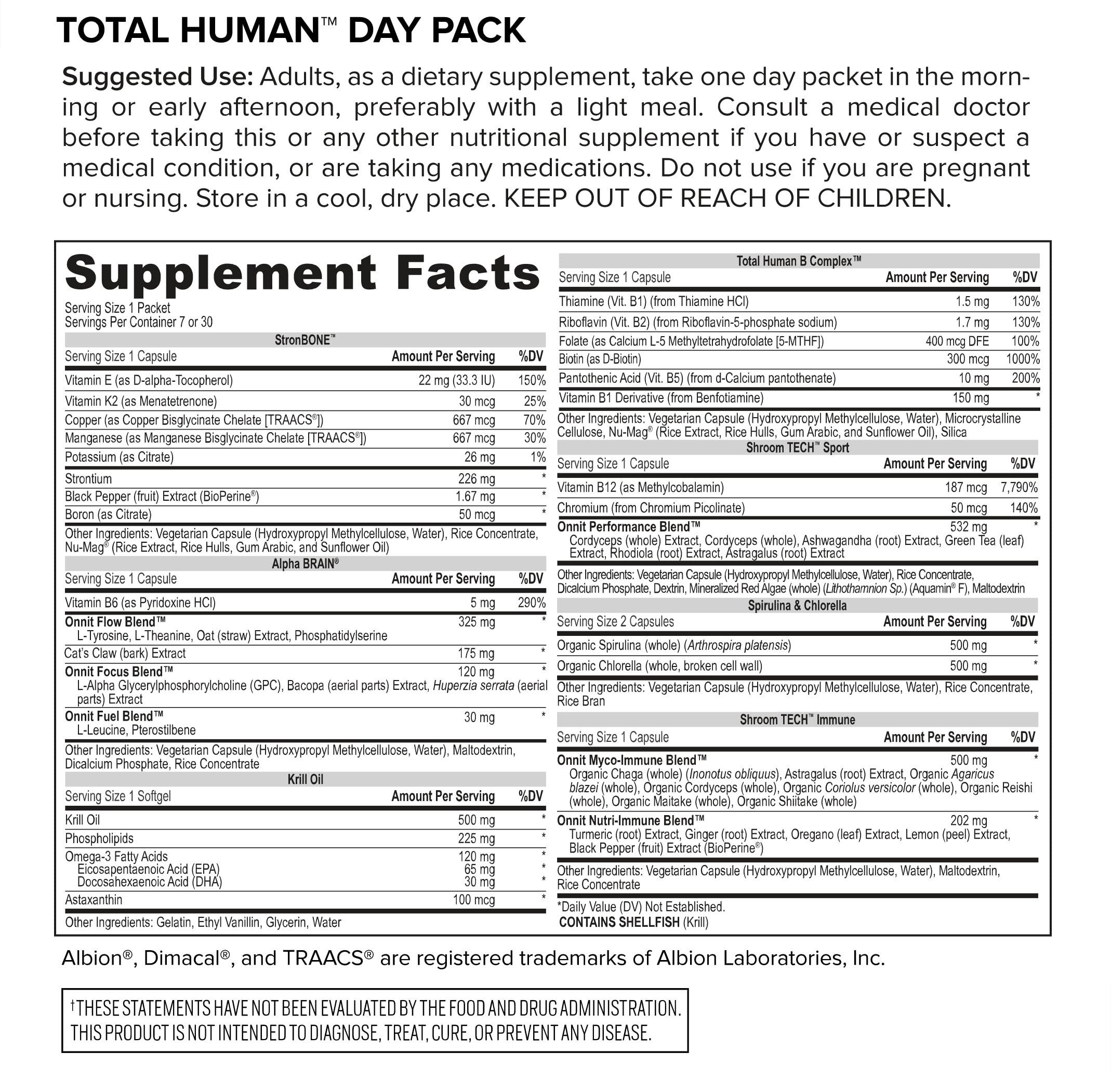 ONNIT Total Human Day and Night Vitamin Packs, 7-Day Supply Capsule ONNITAu supplements