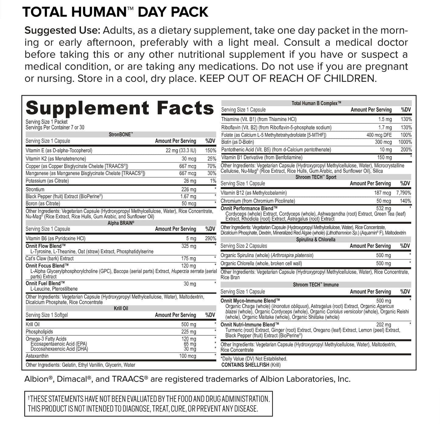 ONNIT Total Human Day and Night Vitamin Packs for Men and Women,Capsule, 30-Day ONNITUS supplements