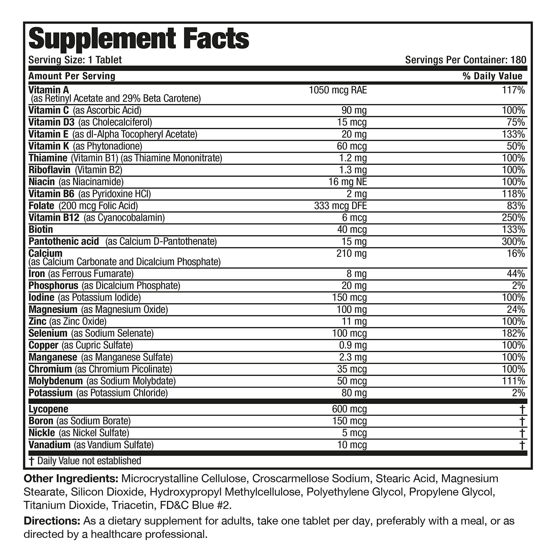 Bronson ONE Daily Men’s Complete Multivitamin Multimineral Once-Daily Multi for Active Men, 180 Tablets BronsonAu supplements